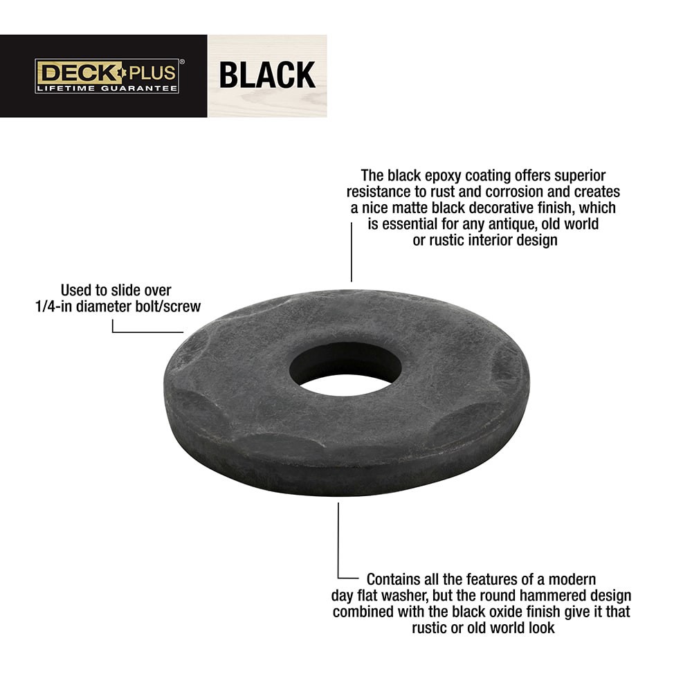slide 4 of 6, Deck Plus 4 -Pack #10 x Black Fender Washer, 1 ct