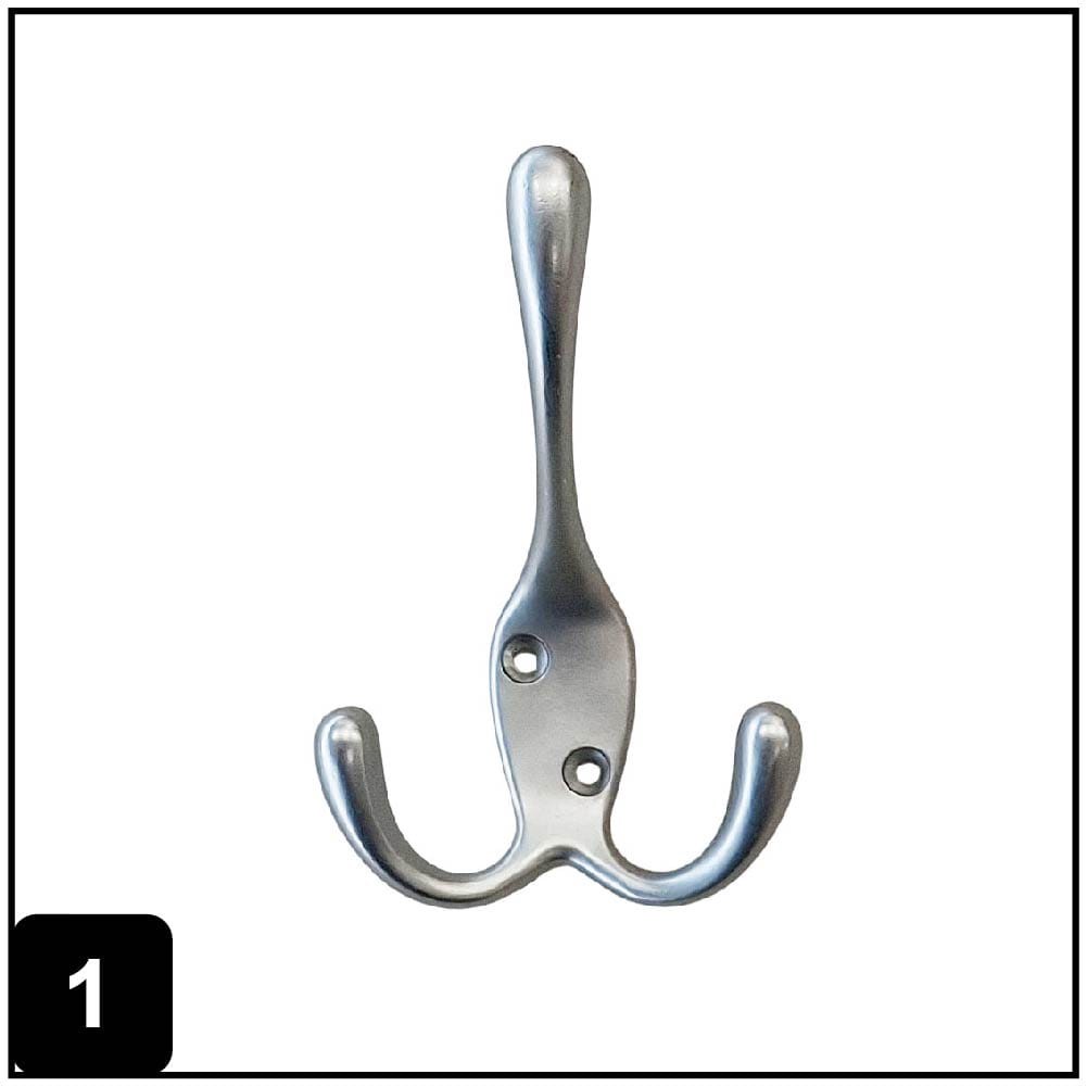 slide 2 of 6, RELIABILT 3 -Hook 0.8-in x 1.57-in H Satin Nickel Decorative Wall Hook ( 35-lb Capacity), 1 ct