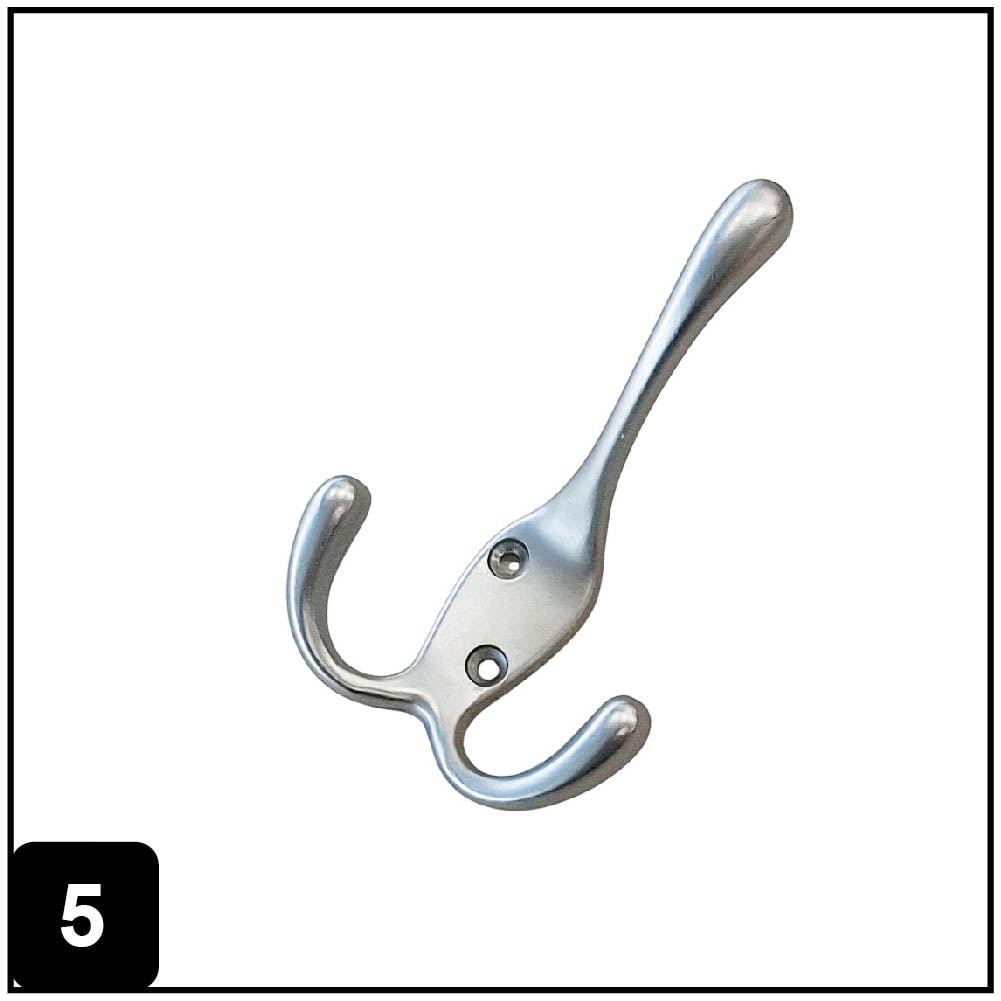 slide 6 of 6, RELIABILT 3 -Hook 0.8-in x 1.57-in H Satin Nickel Decorative Wall Hook ( 35-lb Capacity), 1 ct