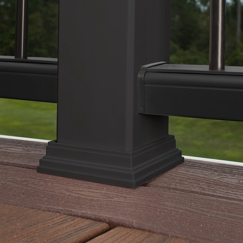 slide 2 of 6, Trex 4-in x 4-in Charcoal Black Composite Deck post base trim, 1 ct