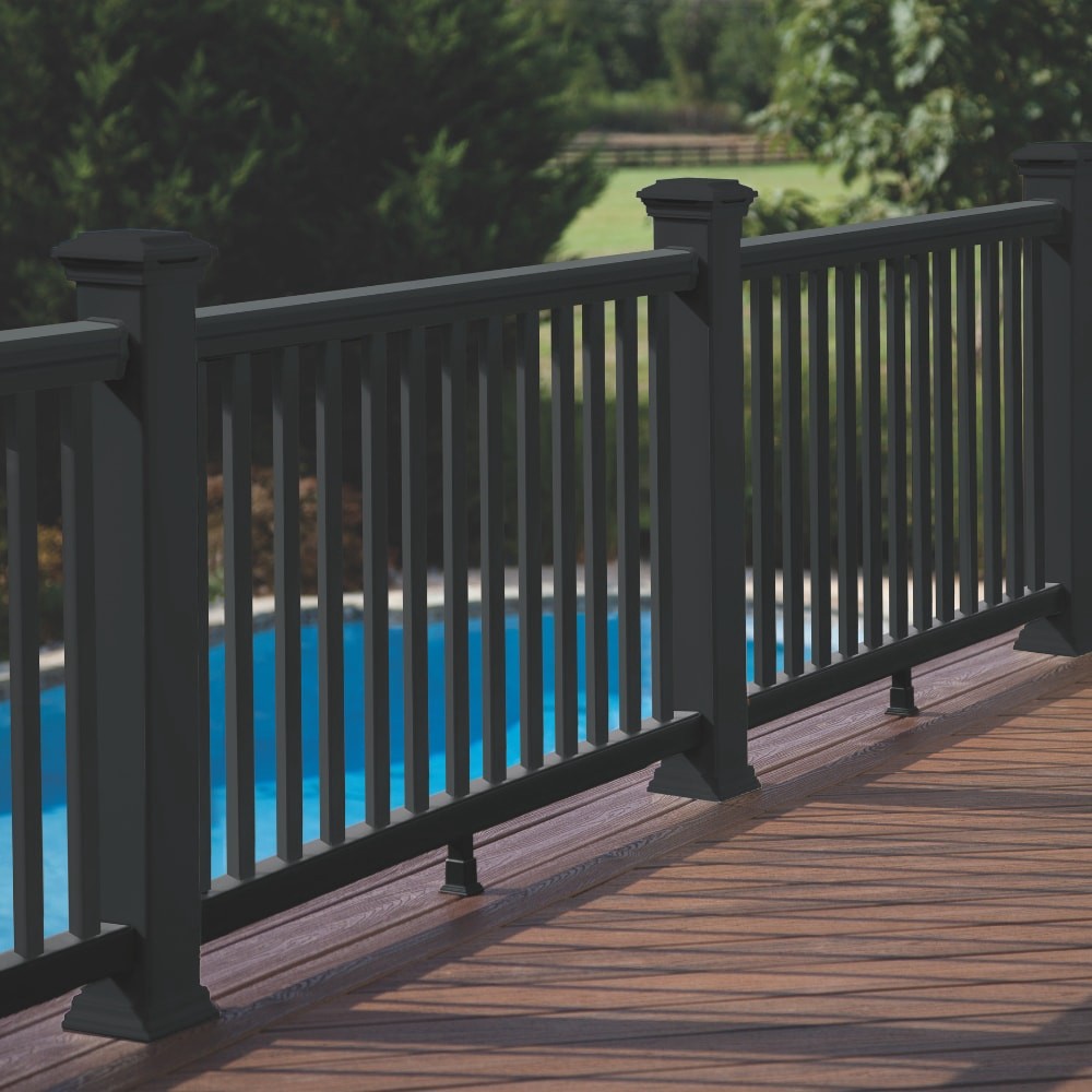slide 5 of 6, Trex 4-in x 4-in Charcoal Black Composite Deck post base trim, 1 ct