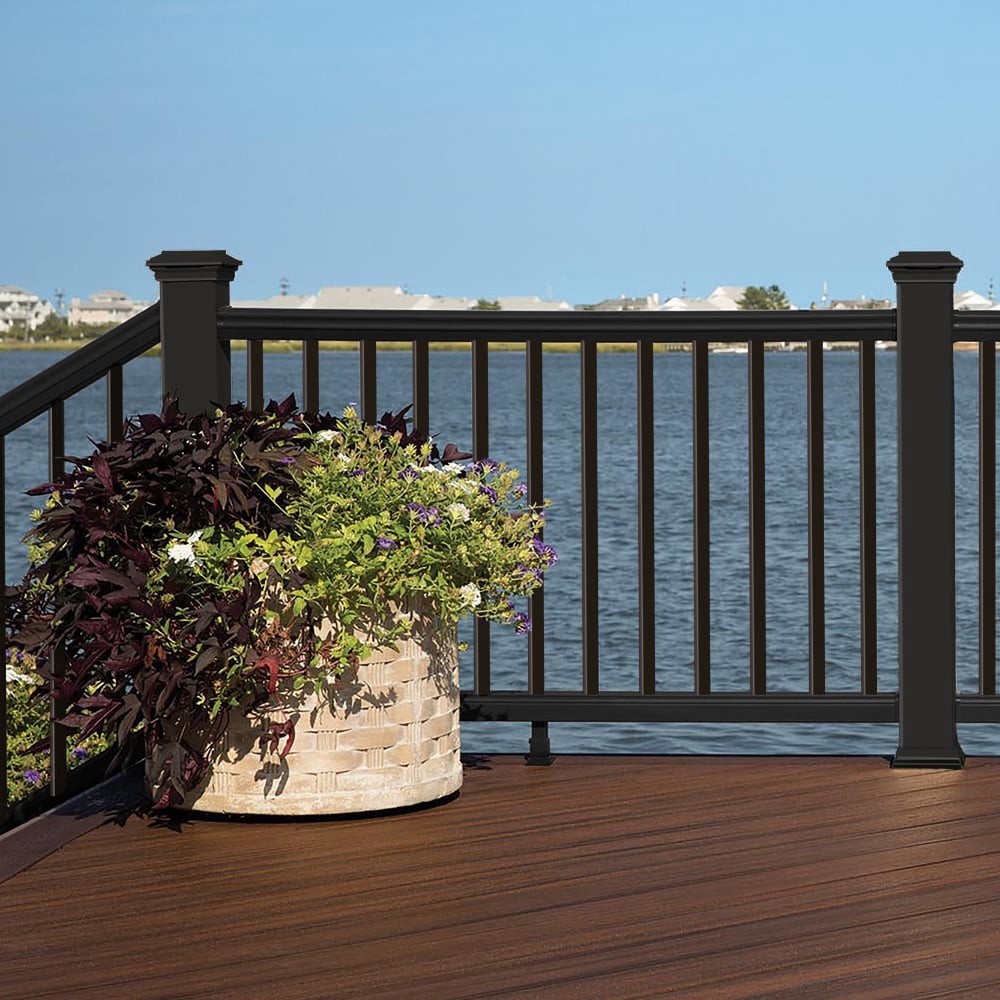 slide 6 of 6, Trex 4-in x 4-in Charcoal Black Composite Deck post base trim, 1 ct