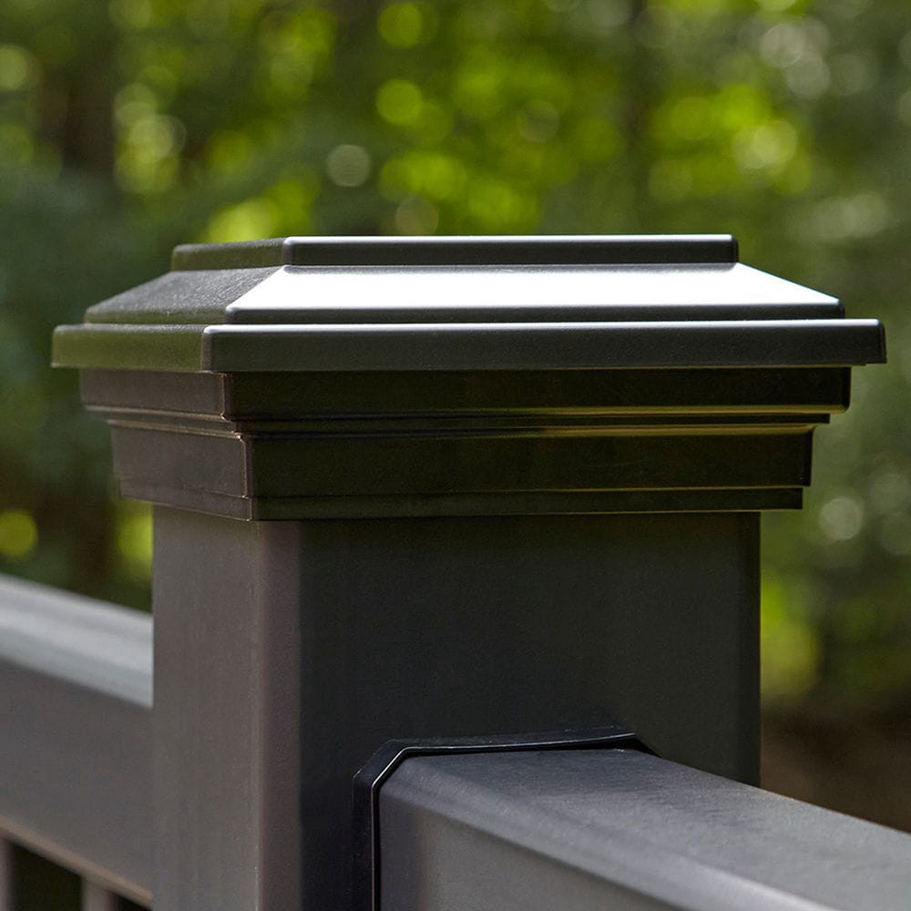 slide 2 of 4, Trex 4-in x 4-in Charcoal Black Composite Deck Post Cap, 1 ct