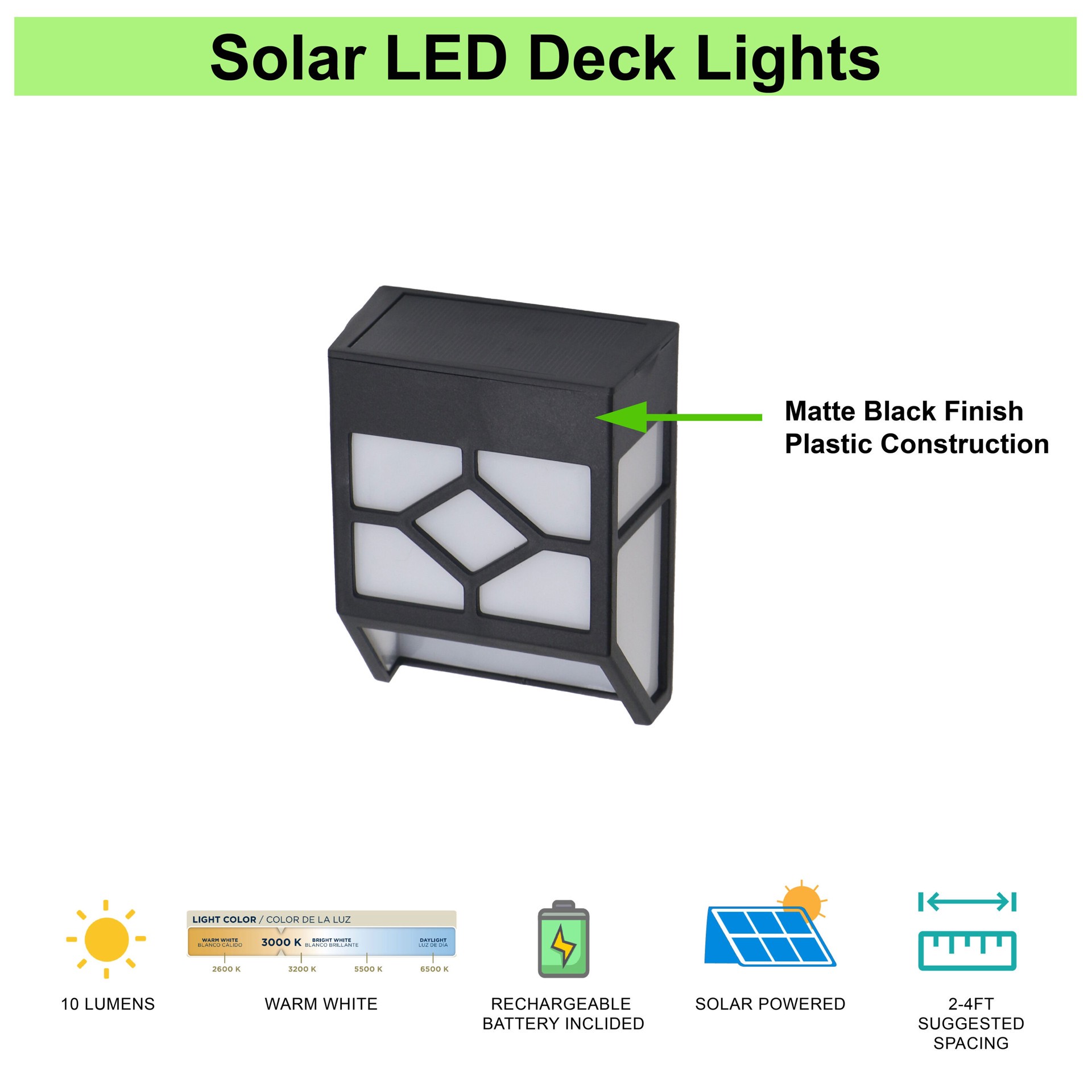 slide 2 of 6, Harbor Breeze Solar Black LED Outdoor Deck light 2 -Pack, 1 ct