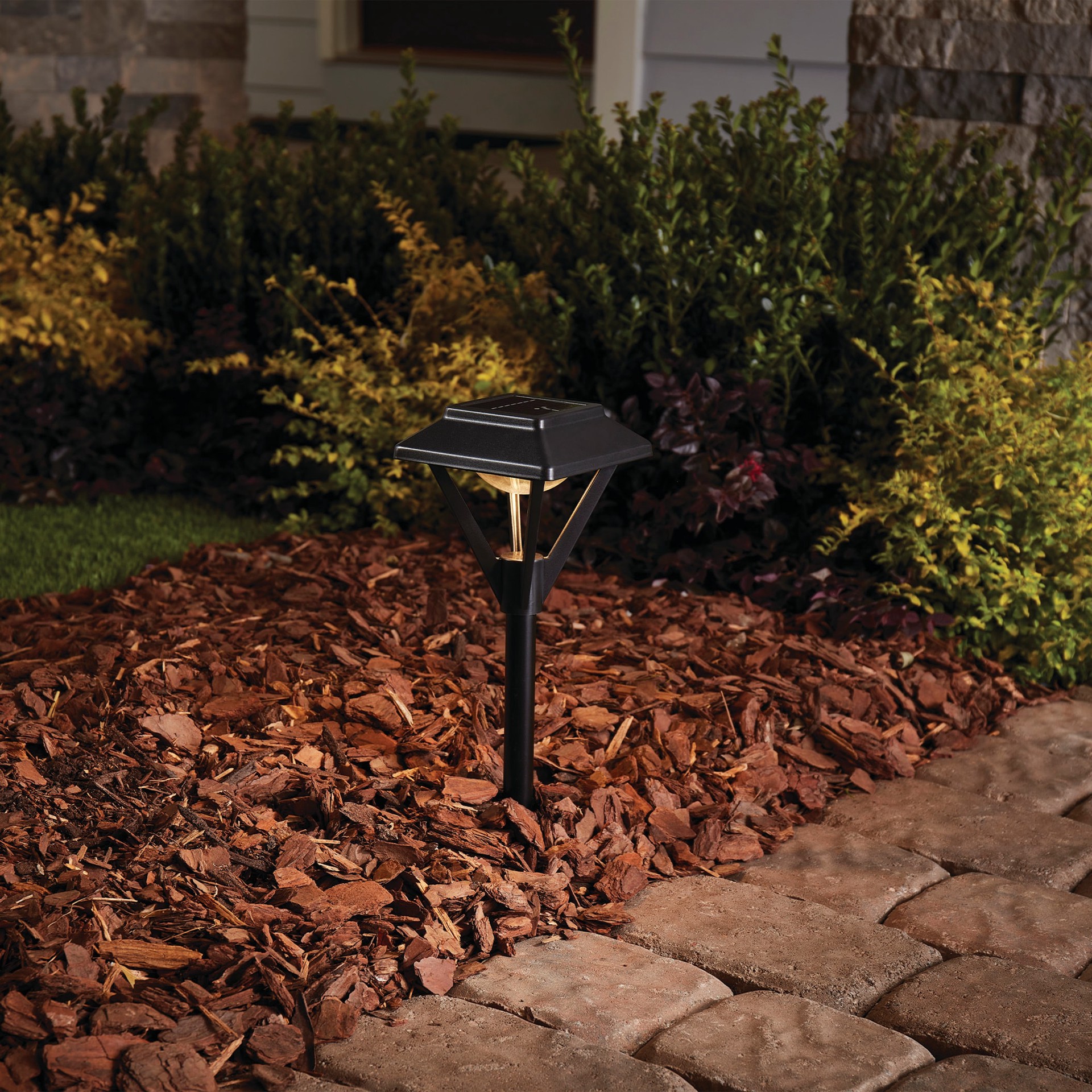 slide 2 of 6, Harbor Breeze Pyramid Path 20 -Lumens Black Solar LED Outdoor Path Light ( 3300-K ), 1 ct