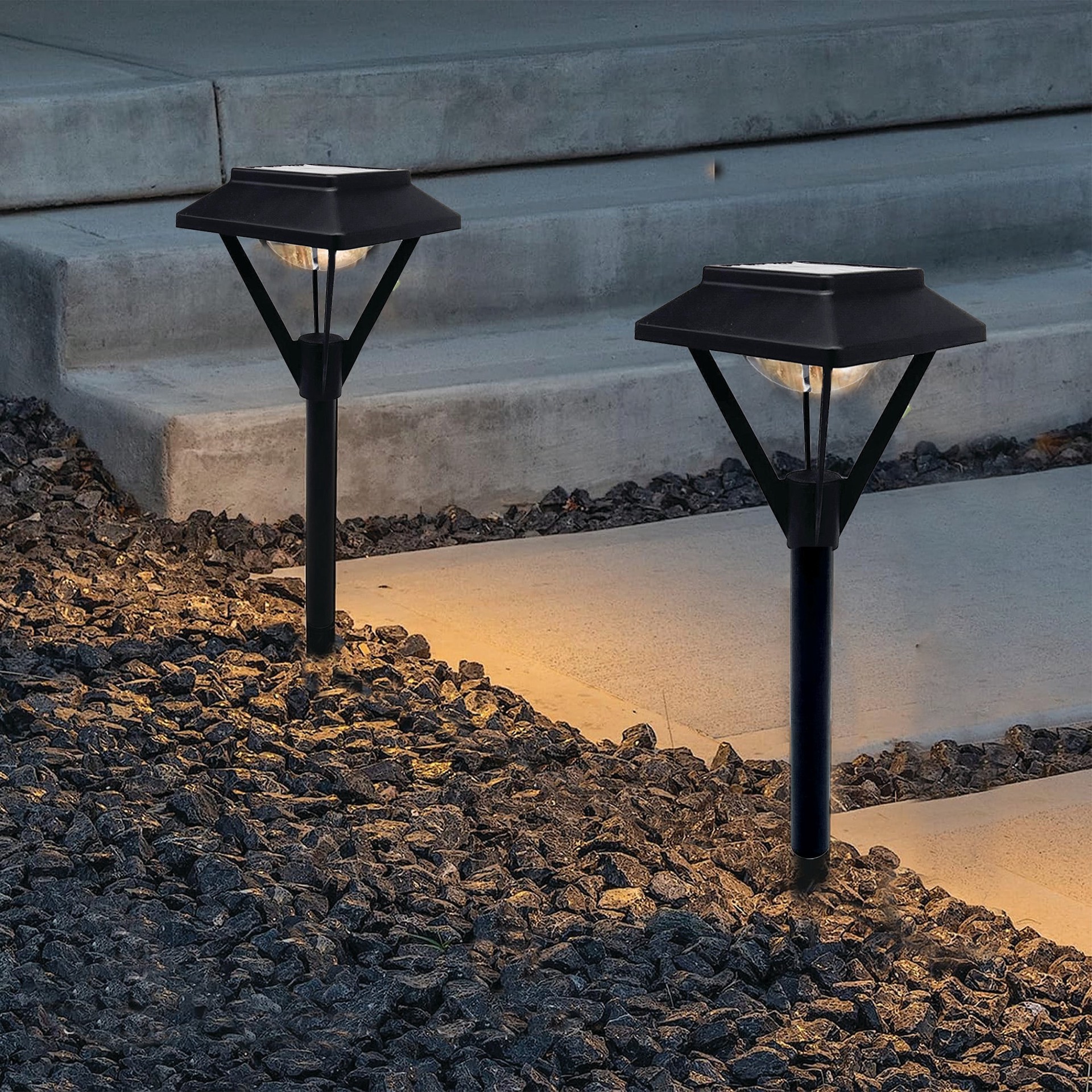 slide 4 of 6, Harbor Breeze Pyramid Path 20 -Lumens Black Solar LED Outdoor Path Light ( 3300-K ), 1 ct