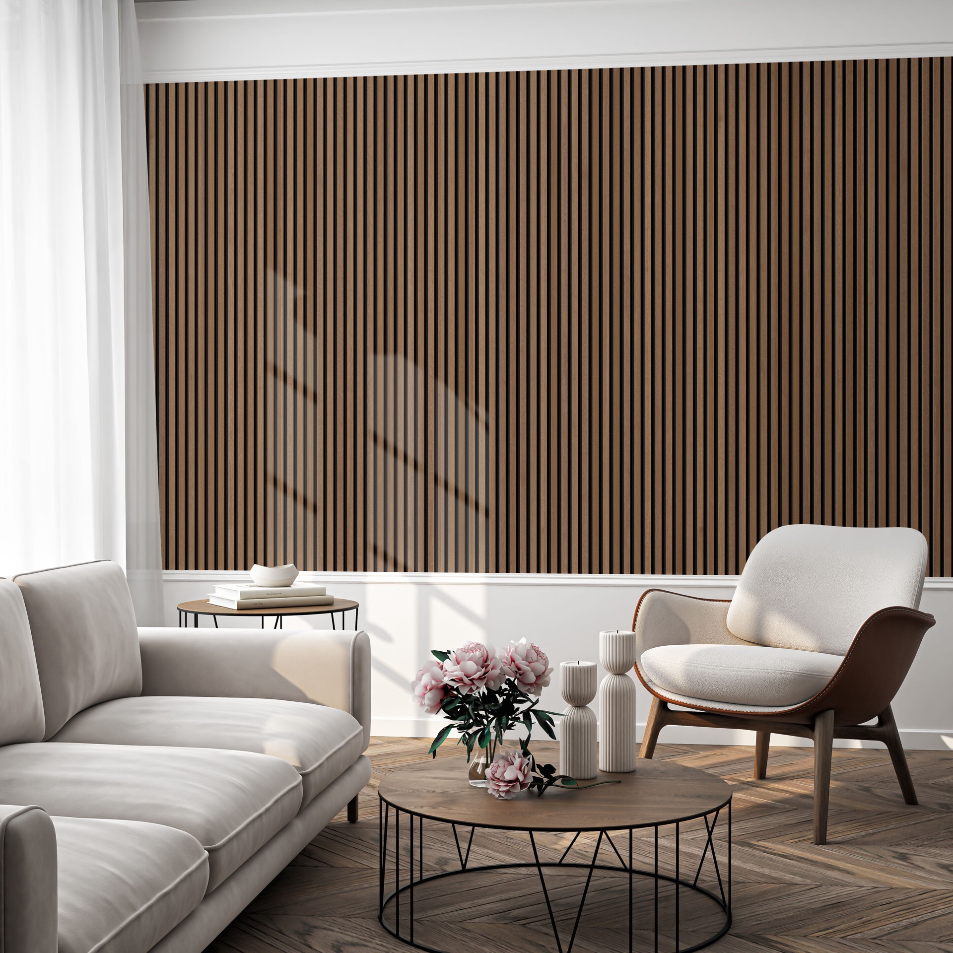 slide 3 of 5, Origin 21 48-in x 12-in Aged Oak Veneer Acoustical Sound Absorbing Panel, 1 ct