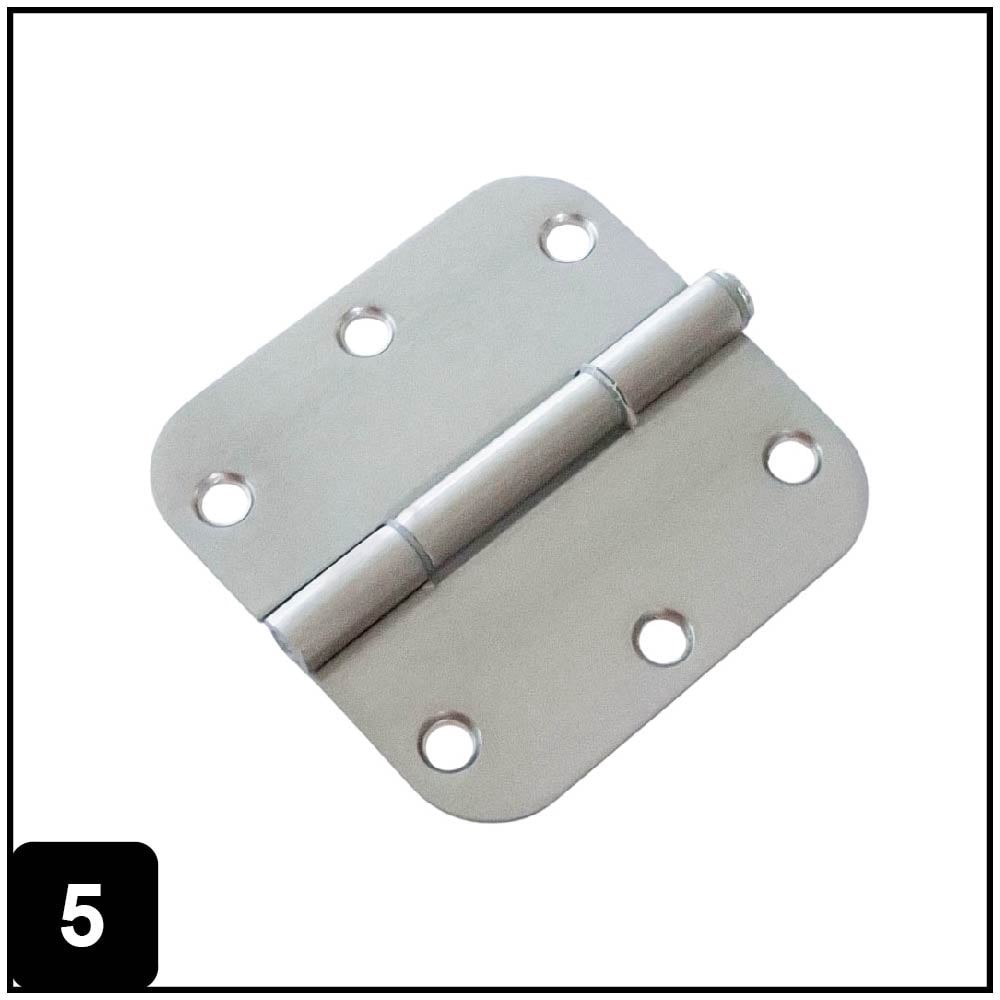 slide 6 of 6, RELIABILT No-Squeak 3-1/2-in H x 5/8-in Radius Satin Nickel Mortise Interior/Exterior Door Hinge 3 -Pack, 1 ct