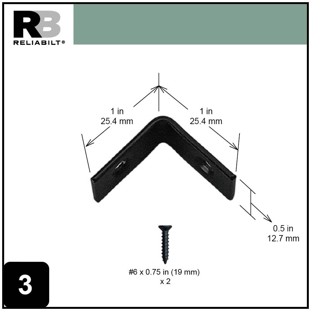 slide 4 of 6, RELIABILT 1-in x 1-in x 1-in 14 -Gauge Black Steel Corner brace 4 -Pack, 1 ct