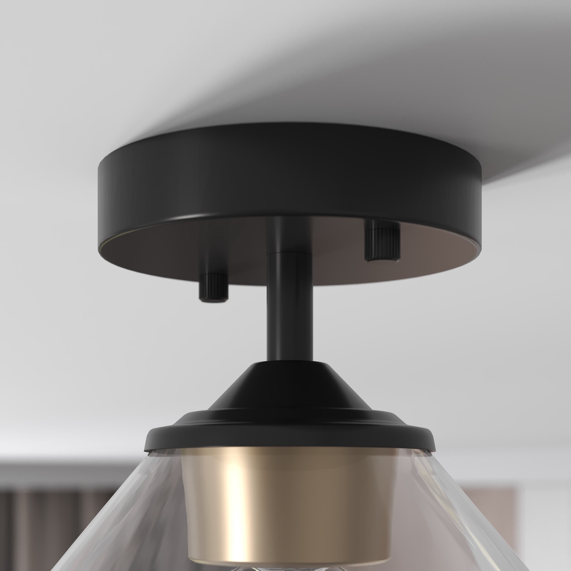 slide 3 of 6, Origin 21 NYA 1 -Light 7.9-in Matte Black Semi Flush Mount Light, 1 ct