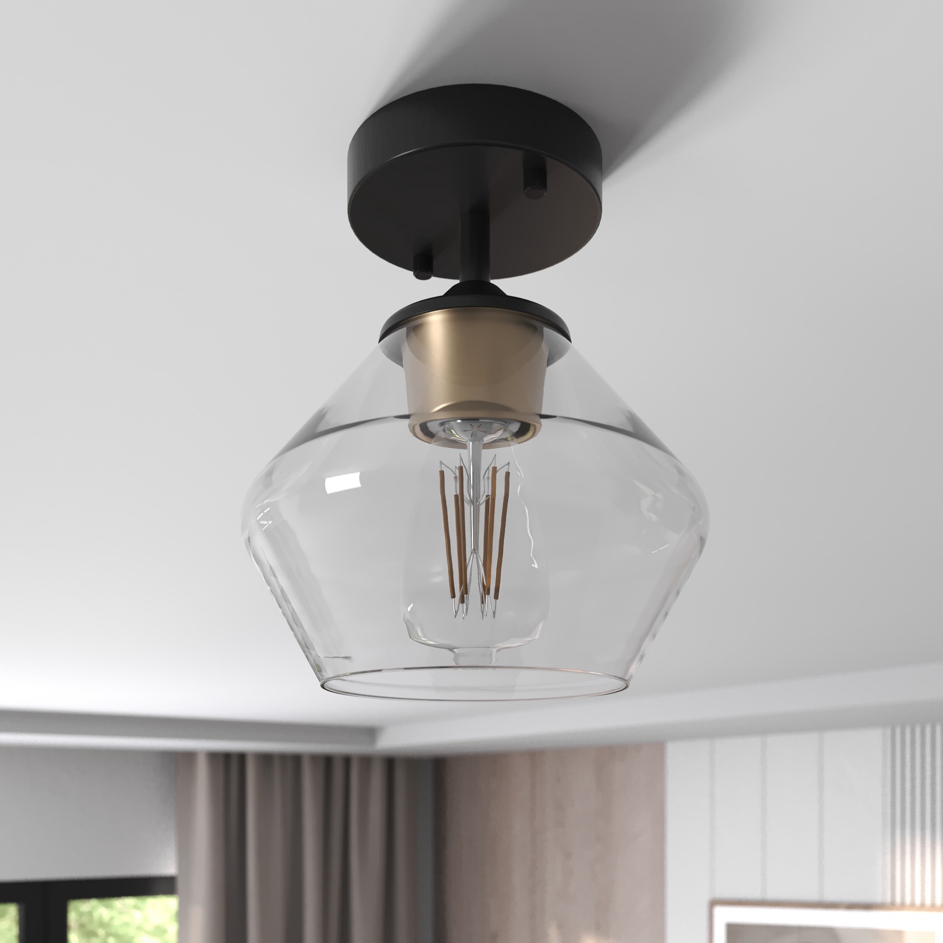 slide 5 of 6, Origin 21 NYA 1 -Light 7.9-in Matte Black Semi Flush Mount Light, 1 ct