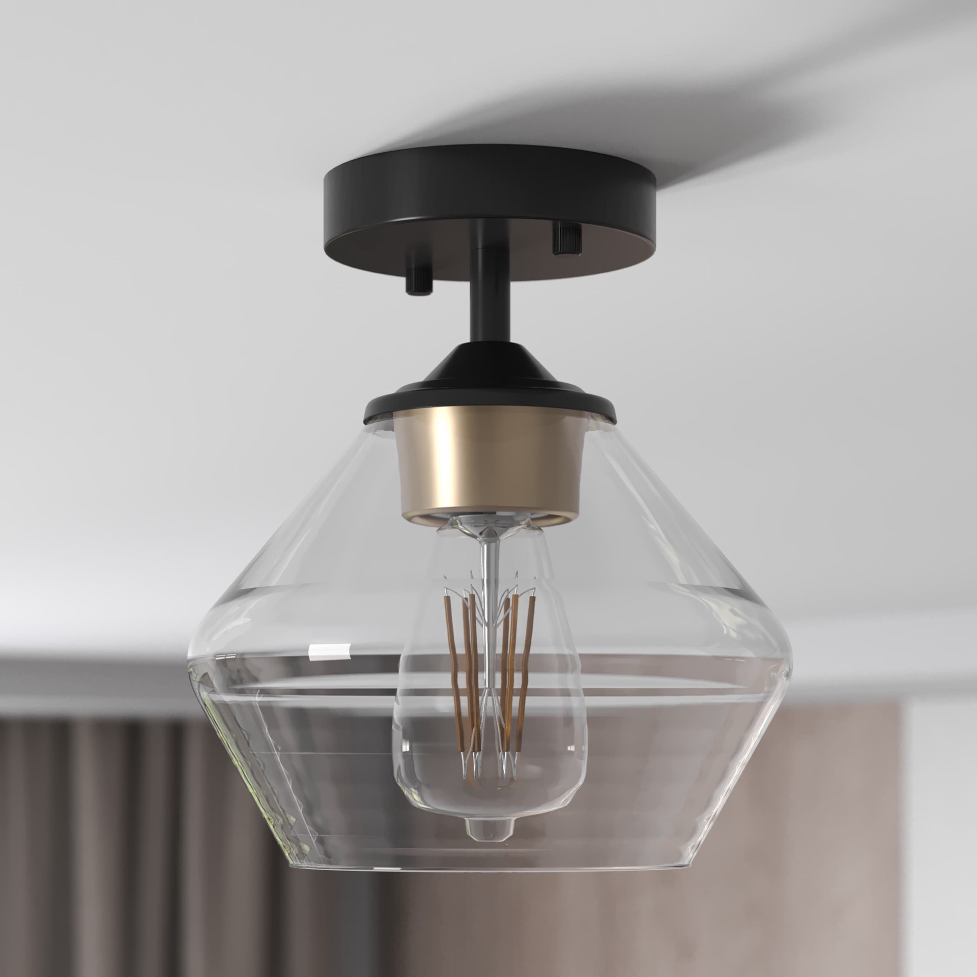 slide 6 of 6, Origin 21 NYA 1 -Light 7.9-in Matte Black Semi Flush Mount Light, 1 ct