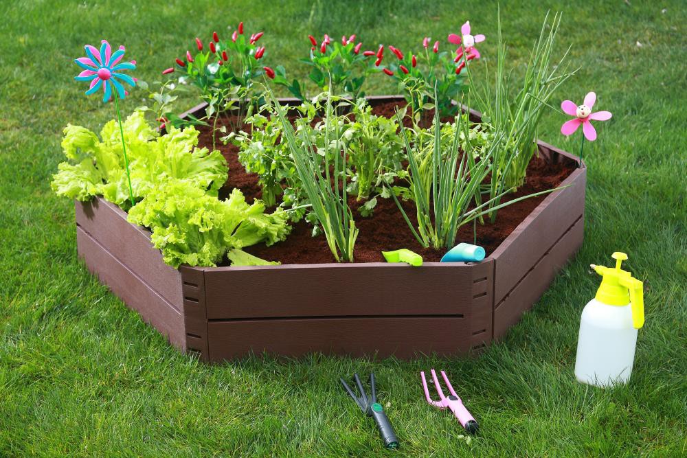 slide 2 of 6, EMSCO GROUP 8-cu ft 46-in W x 46-in L x 5.375-in H Brown Plastic Raised Garden Bed, 1 ct