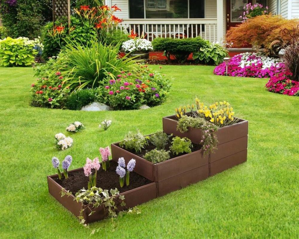 slide 5 of 6, EMSCO GROUP 8-cu ft 46-in W x 46-in L x 5.375-in H Brown Plastic Raised Garden Bed, 1 ct