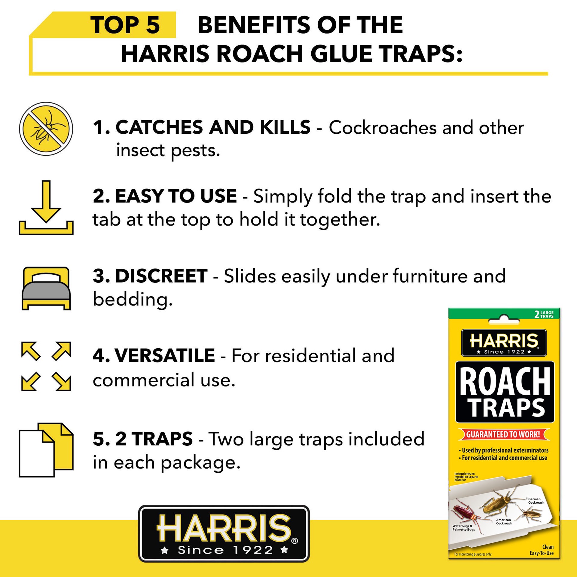 slide 2 of 6, Harris Easy-To-Use Roach Indoor Glue Cartridge Insect Trap 2 -Pack, 1 ct