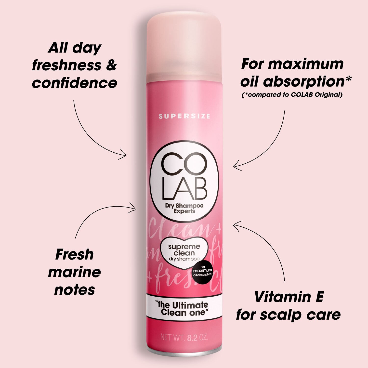 slide 7 of 7, Colab Dry Shampoo, Supreme Clean, 8.2 Oz, 8.2 oz