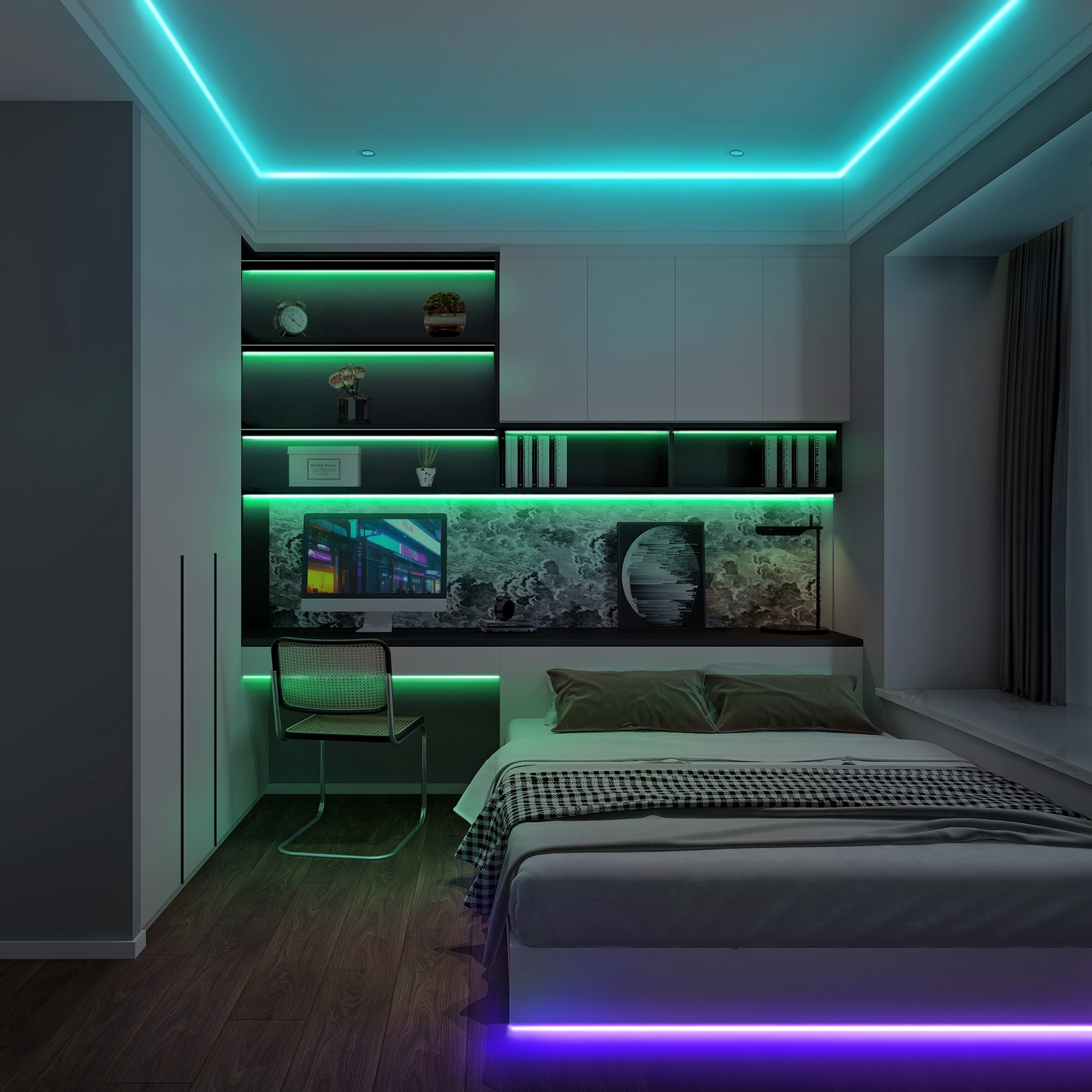 slide 6 of 6, Utilitech Rechargeable Strip Lights 196.8-in Rechargeable Battery LED Under Cabinet Light Bar Motion Sensing Light with Remote, 1 ct