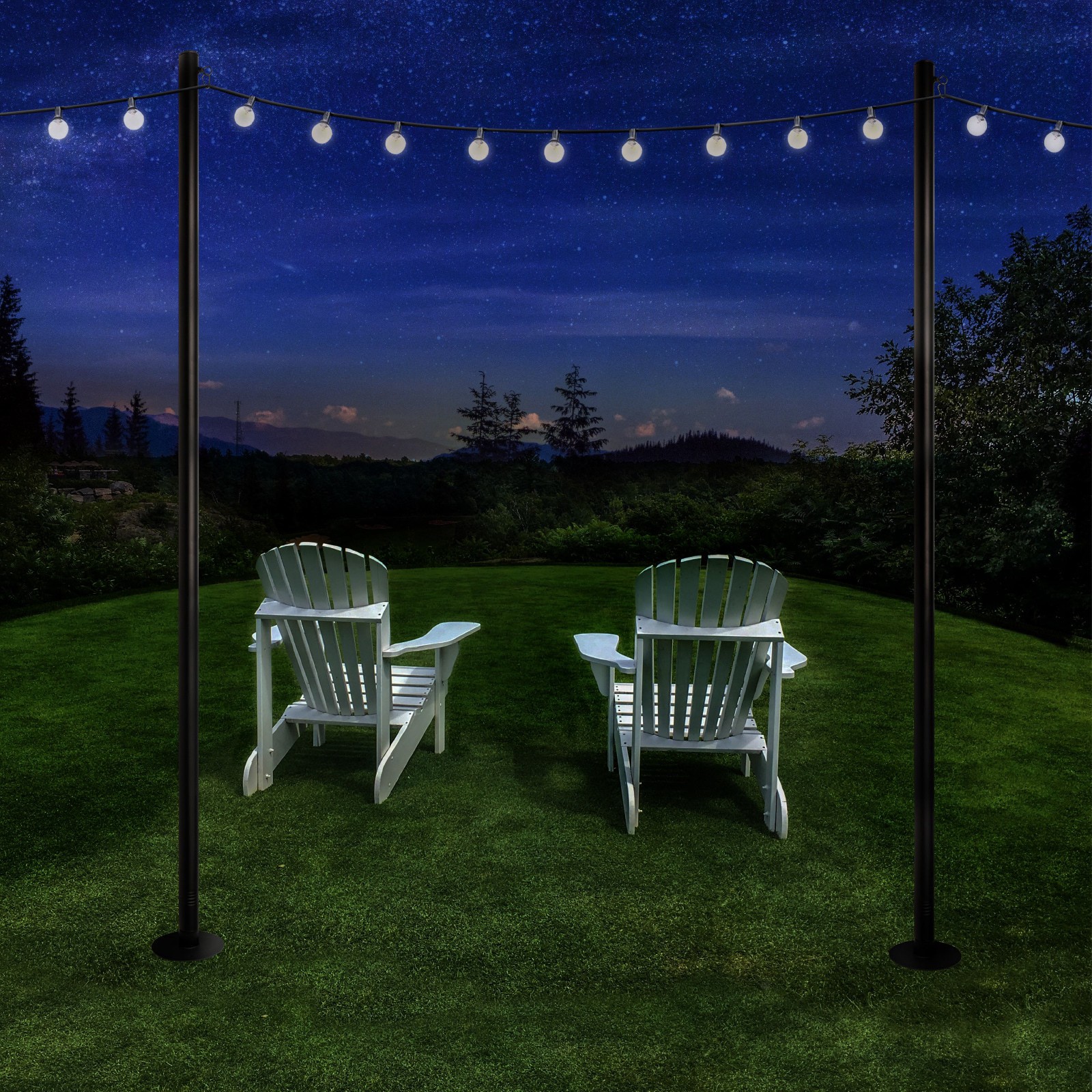 slide 6 of 6, Harbor Breeze 2 Pack of Premium 10' String Light Poles w/ 2 Deck and 2 Ground Mounts, 1 ct