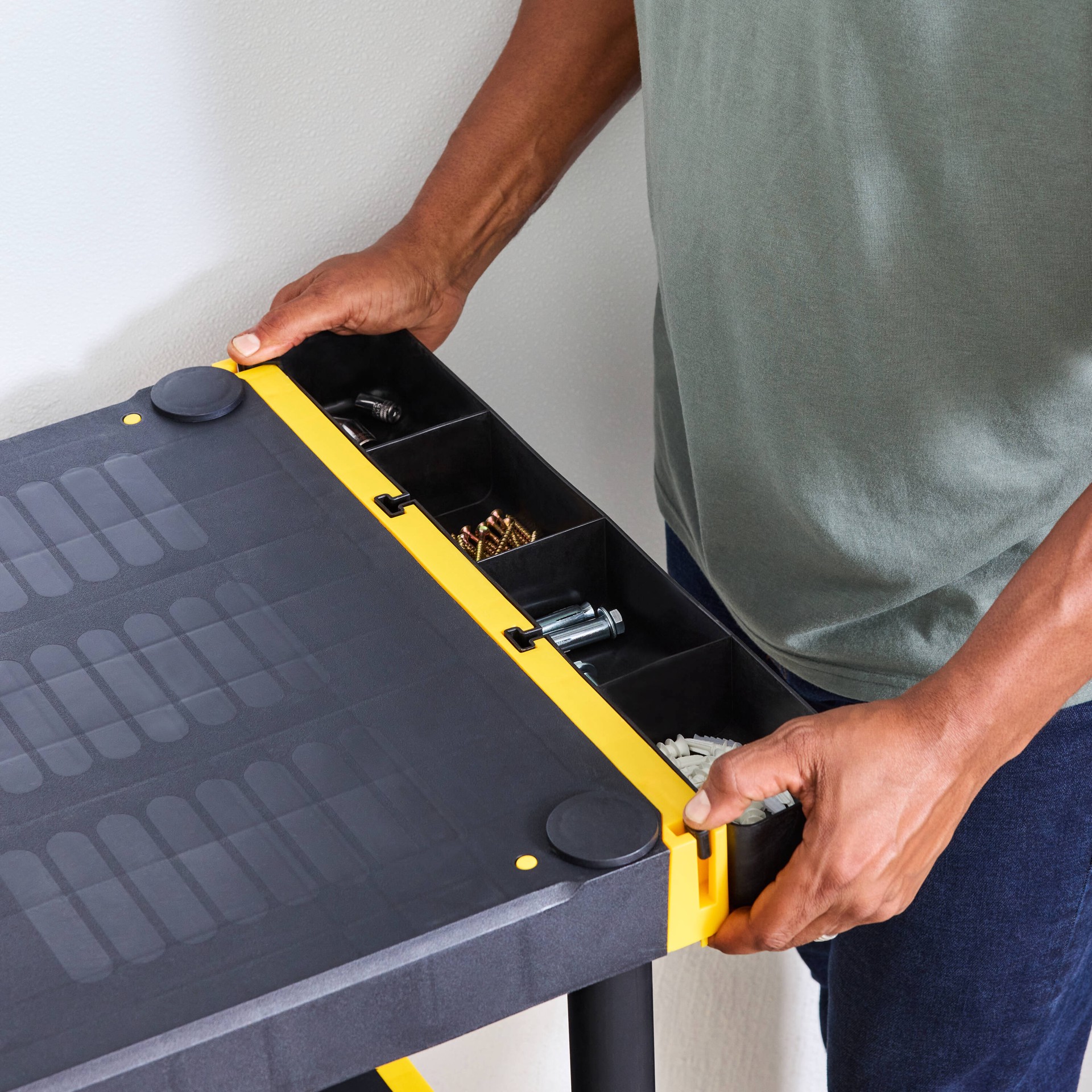 slide 2 of 5, Project Source Commander Black Plastic Accessory tray with Solid Shelves ( 3.7 W x 20-in D x 2.3-in H ), 1 ct