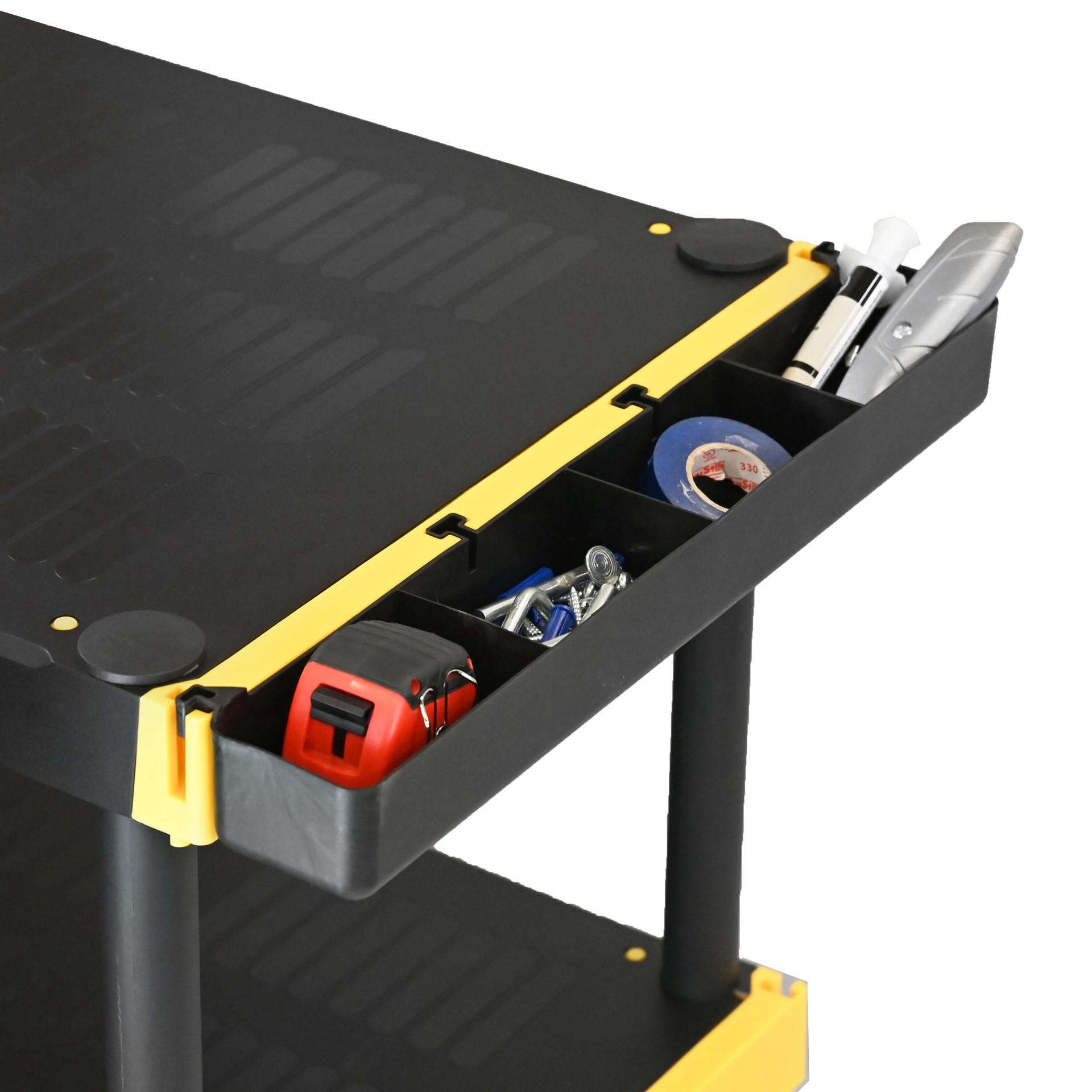 slide 5 of 5, Project Source Commander Black Plastic Accessory tray with Solid Shelves ( 3.7 W x 20-in D x 2.3-in H ), 1 ct