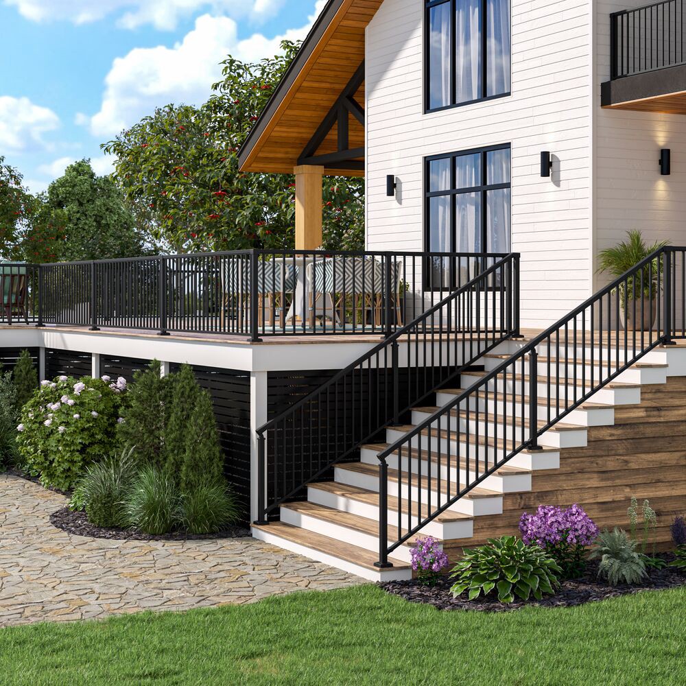 slide 4 of 4, RDI Margate Mid Stair bracket Matte Black Aluminum Post connector 4 -Pack, 1 ct