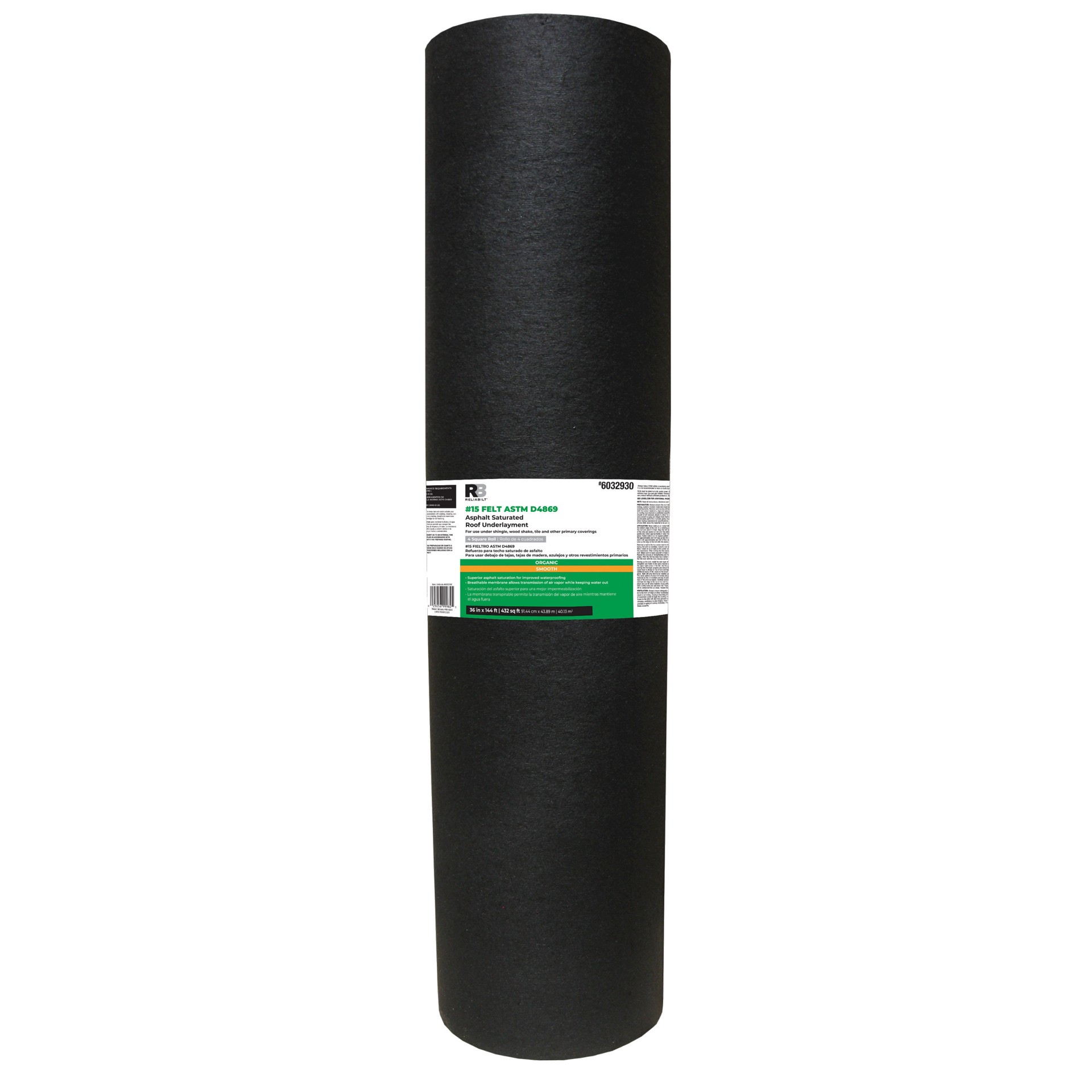 slide 1 of 5, RELIABILT 36-in x 144-ft 432-sq ft Felt Roof Underlayment, 1 ct