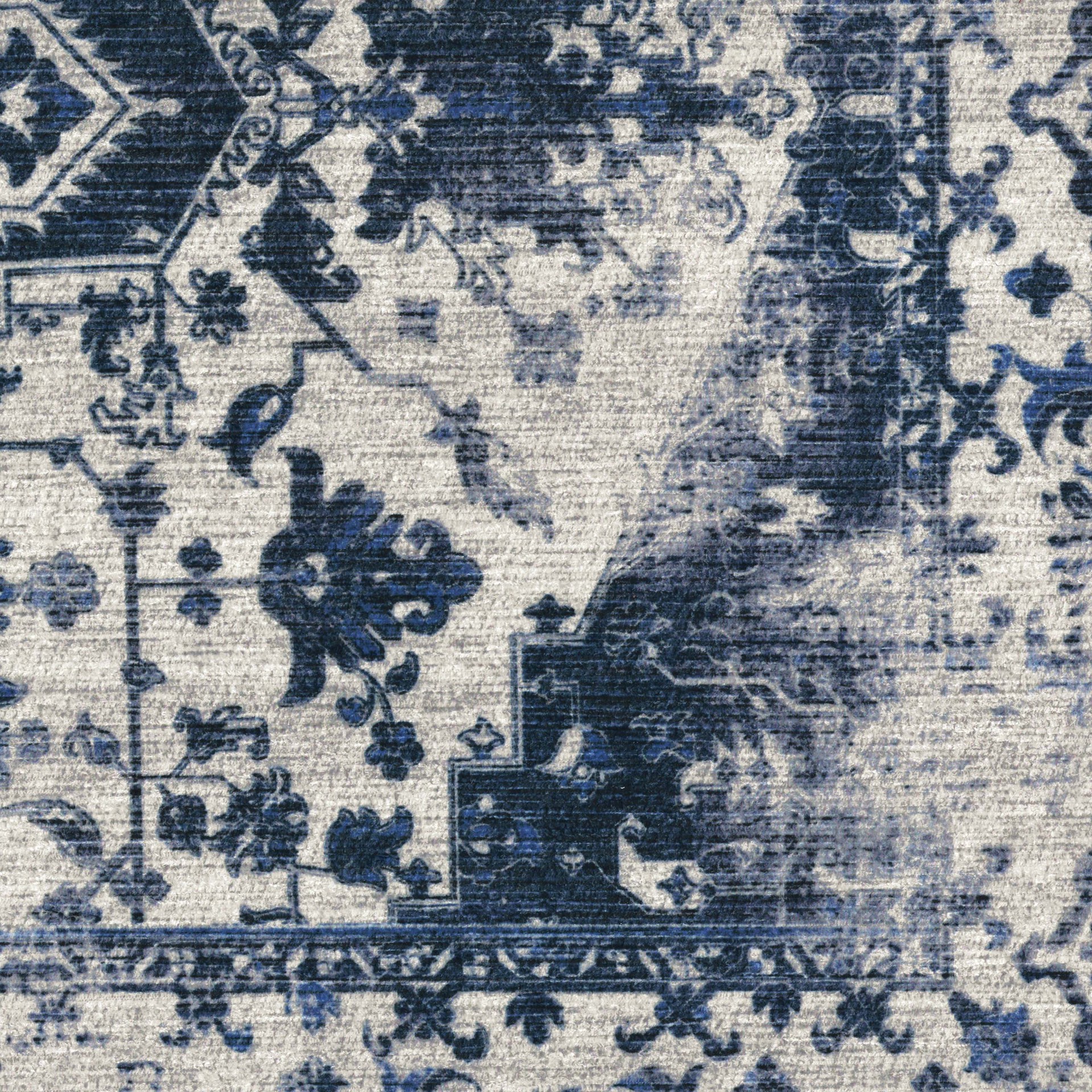 slide 4 of 6, Ruggable Kira 3 x 5 (ft) Flatweave Polyester Delft Blue Rectangular Indoor Distressed/Overdyed Persian Machine washable Pet Friendly Area rug, 1 ct