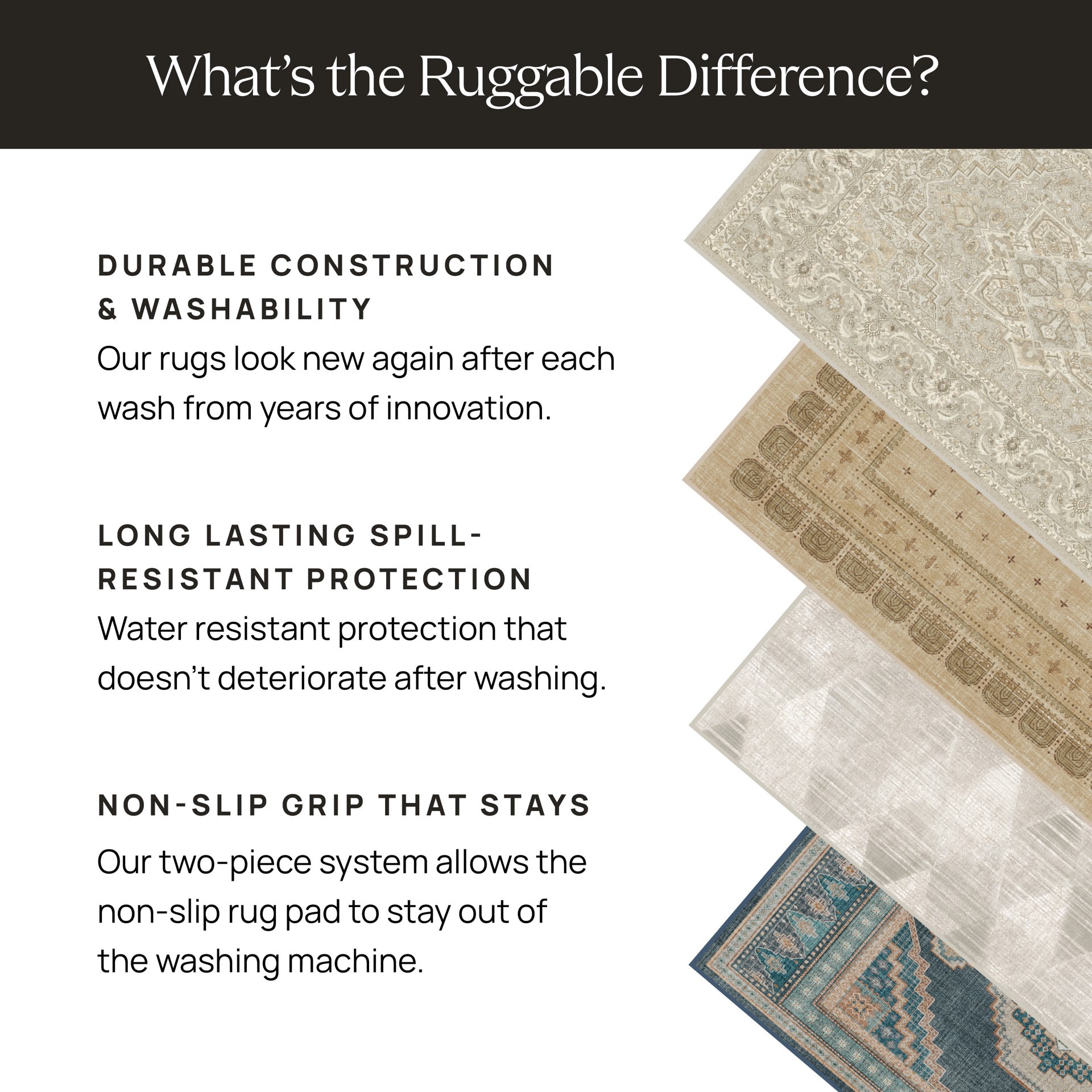 slide 5 of 6, Ruggable Kira 3 x 5 (ft) Flatweave Polyester Delft Blue Rectangular Indoor Distressed/Overdyed Persian Machine washable Pet Friendly Area rug, 1 ct