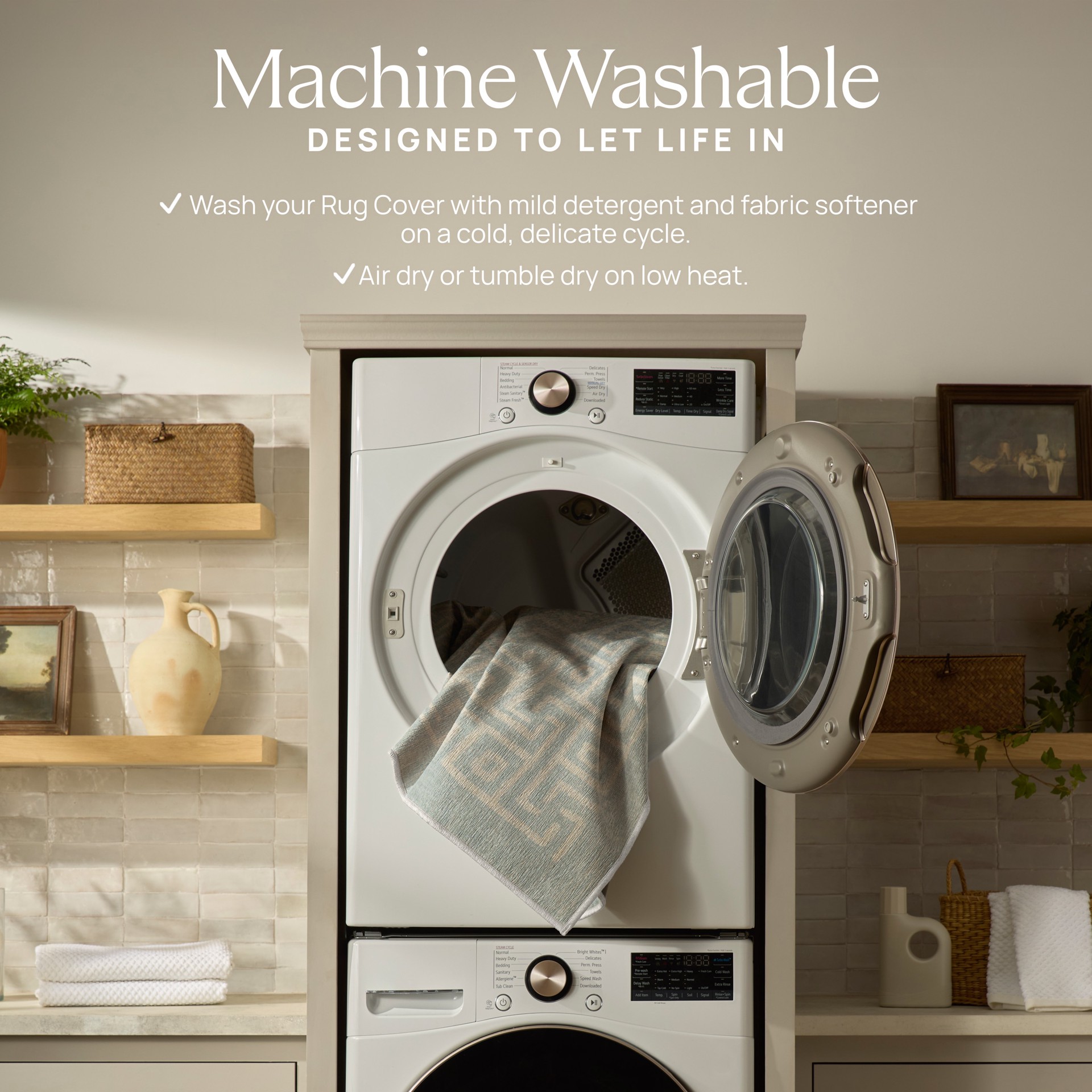 slide 3 of 6, Ruggable Rove 3 x 5 (ft) Flatweave Soft Aqua Rectangular Indoor Geometric Coastal Machine washable Pet Friendly Area rug, 1 ct