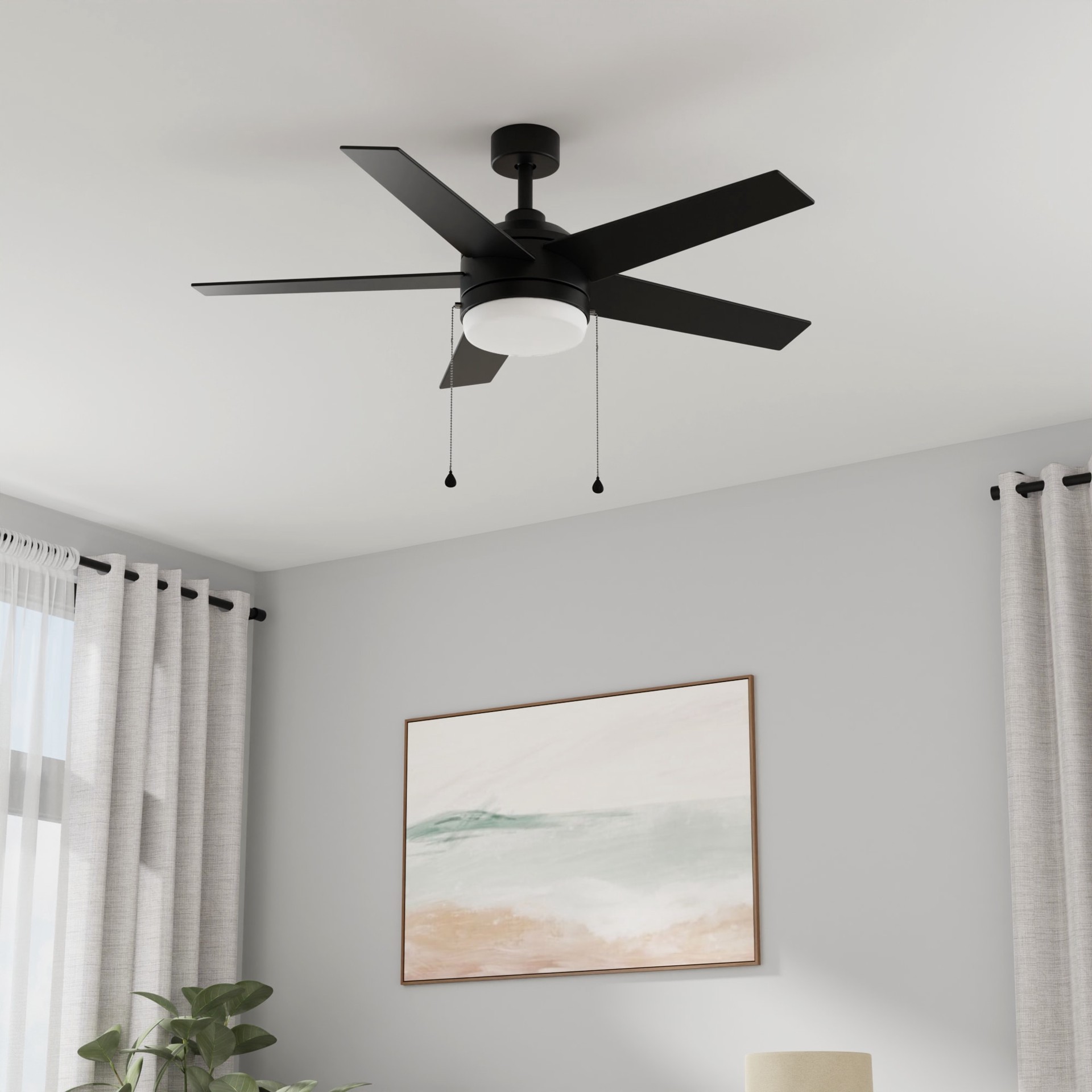 Harbor Breeze Sunport Easy2Hang 44-in Matte Black with Matte