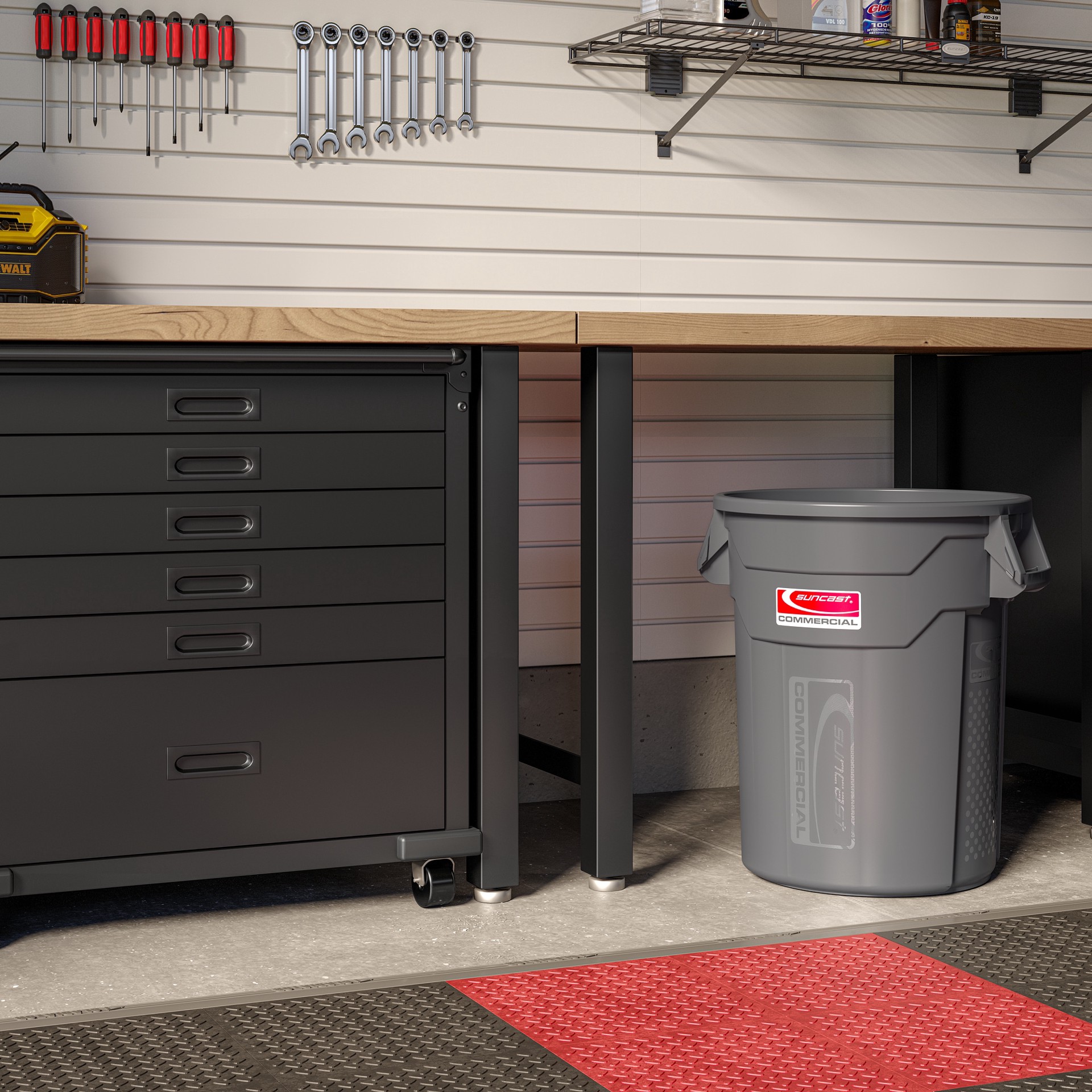 slide 2 of 4, Suncast 20 Gallon Gray Resin Indoor/Outdoor Kitchen Detached Lid Trash Can, 1 ct