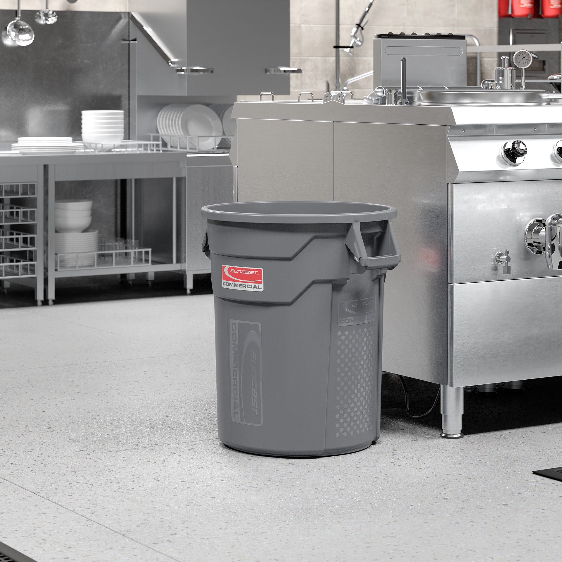 slide 3 of 4, Suncast 20 Gallon Gray Resin Indoor/Outdoor Kitchen Detached Lid Trash Can, 1 ct