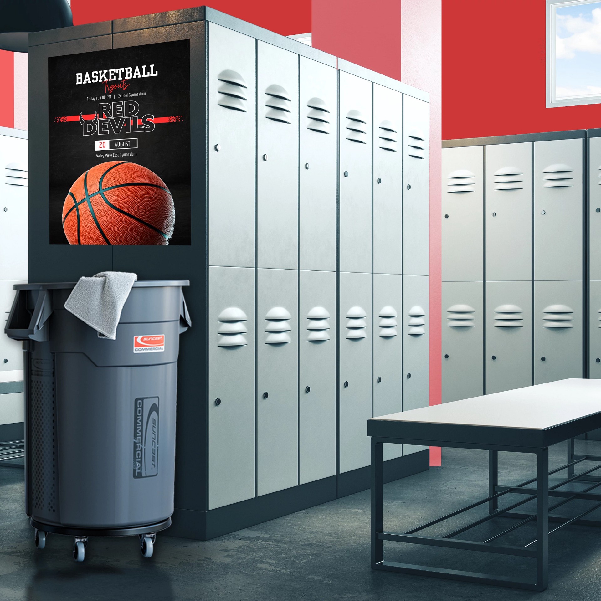 slide 2 of 5, Suncast Suncast Commercial 44 Gallon Gray Resin Indoor/Outdoor Kitchen Detached Lid Trash Can, 1 ct