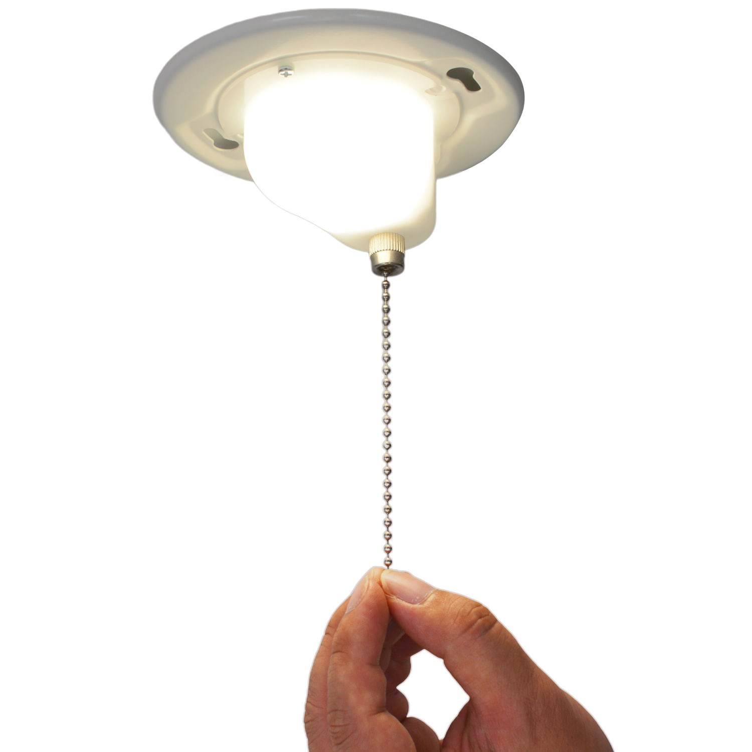 slide 3 of 6, Utilitech 4.72-in white lamp socket holder with pull chain Steel Ceiling Light Mount, 1 ct