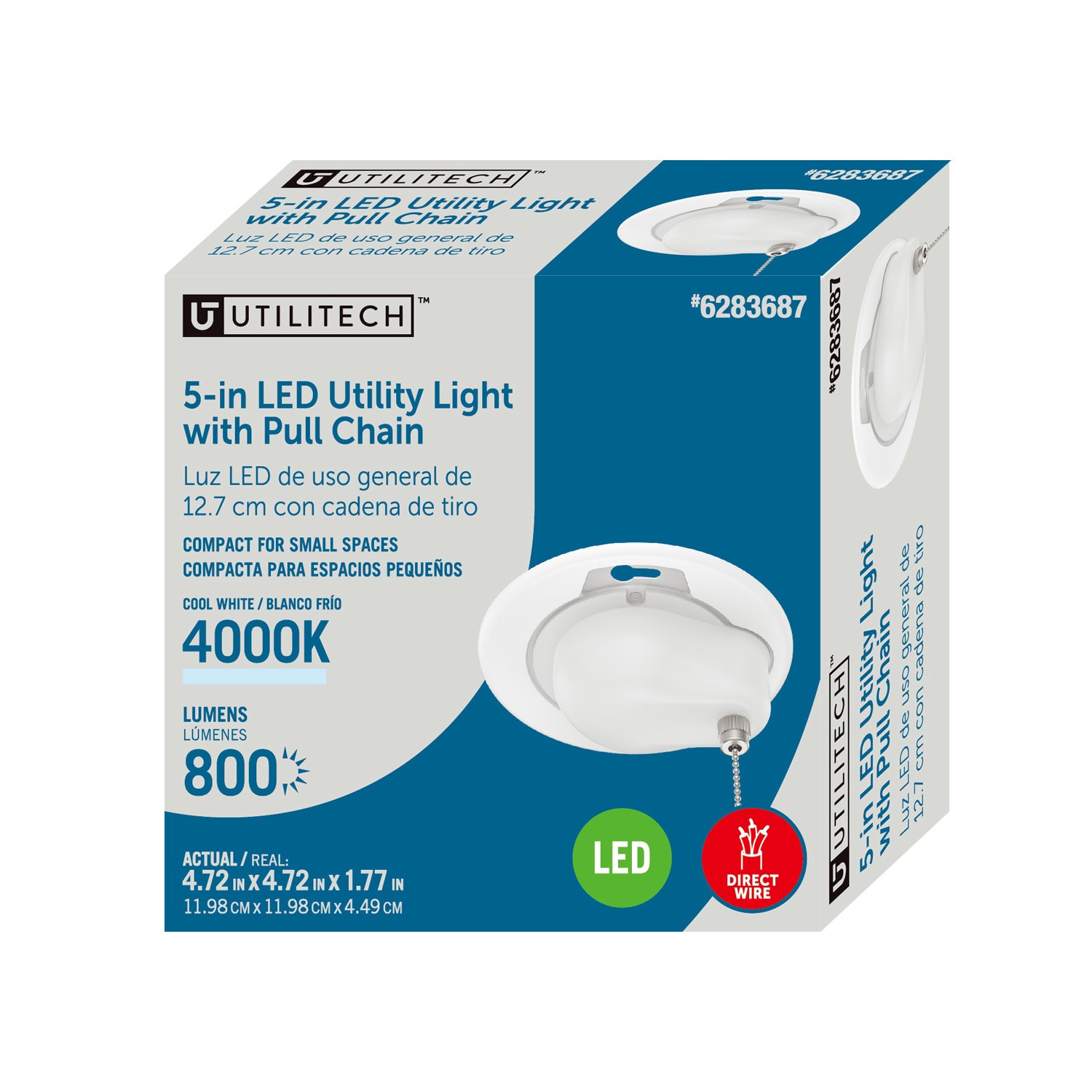 slide 4 of 6, Utilitech 4.72-in white lamp socket holder with pull chain Steel Ceiling Light Mount, 1 ct