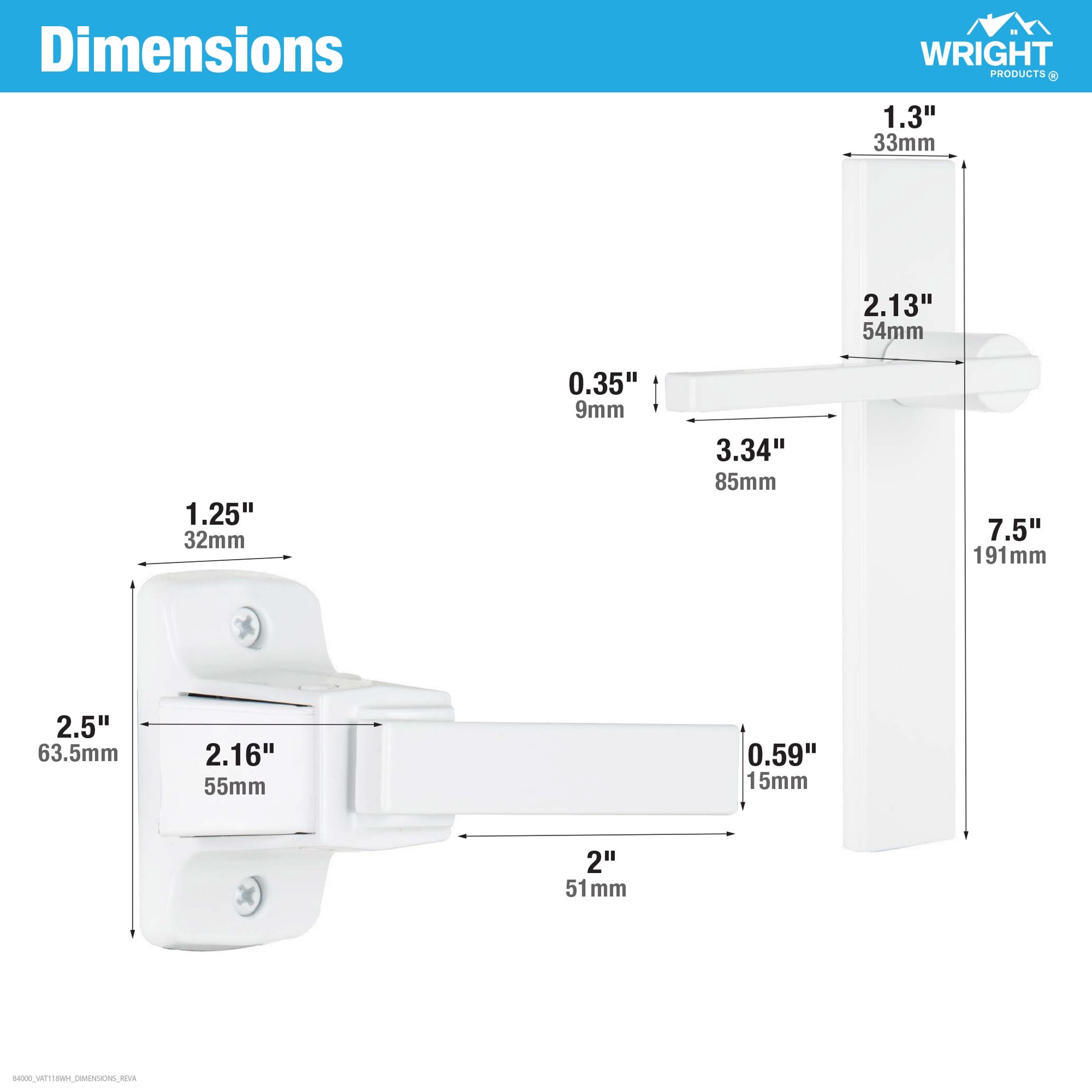 slide 4 of 6, WRIGHT PRODUCTS Altura Matte White Lockable Screen/Storm door Replacement Lever, 1 ct