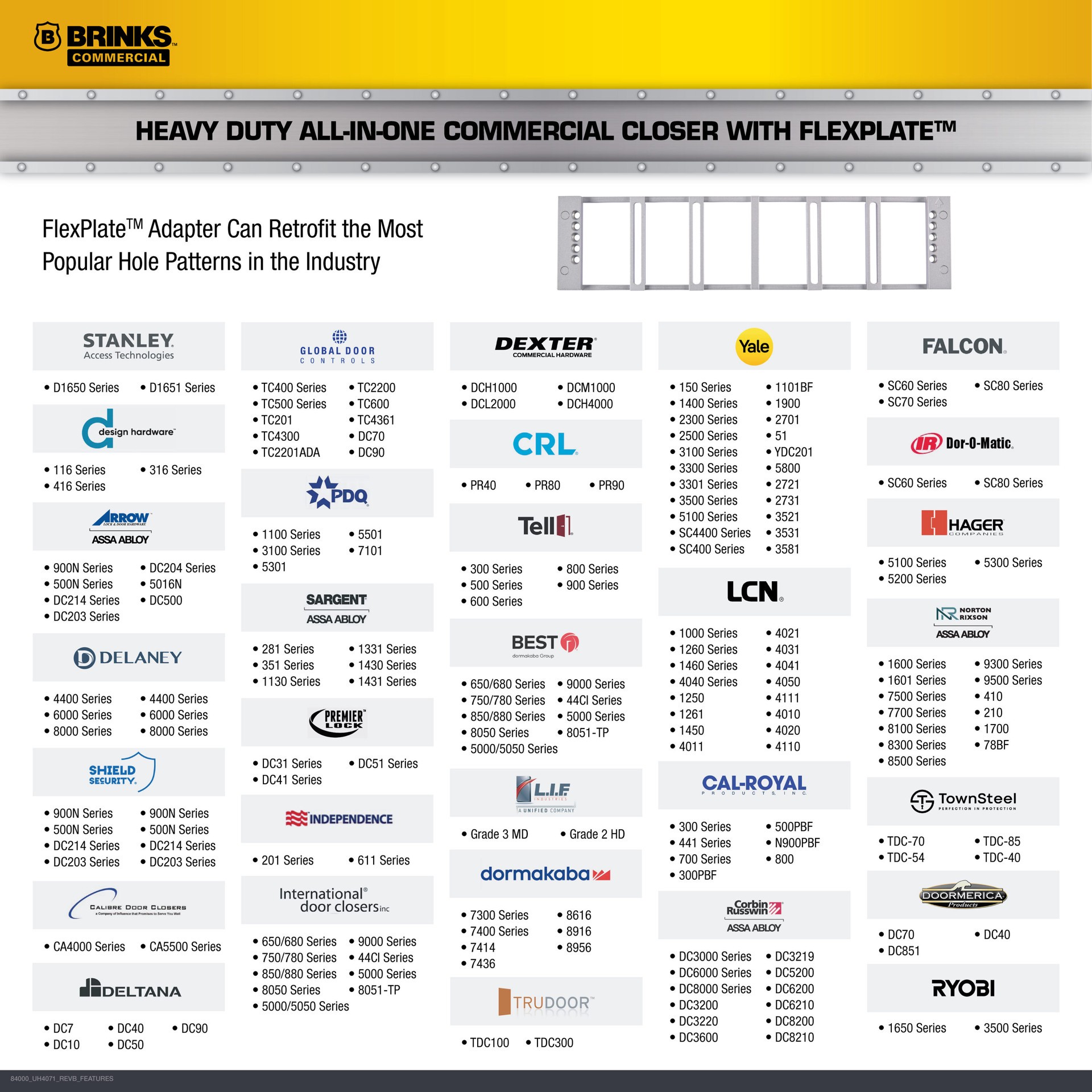 slide 3 of 6, BRINKS COMMERCIAL Grade 1 FlexPlate All-in-One Aluminum Commercial Door Closer, 1 ct
