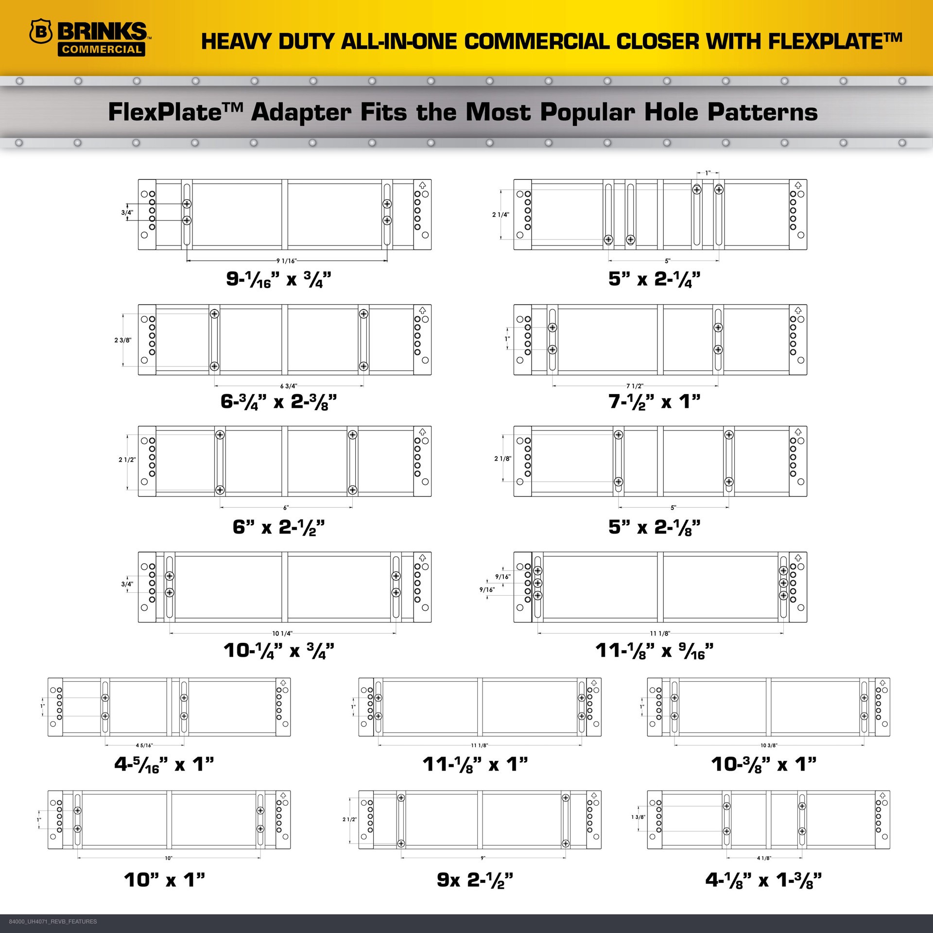 slide 5 of 6, BRINKS COMMERCIAL Grade 1 FlexPlate All-in-One Aluminum Commercial Door Closer, 1 ct