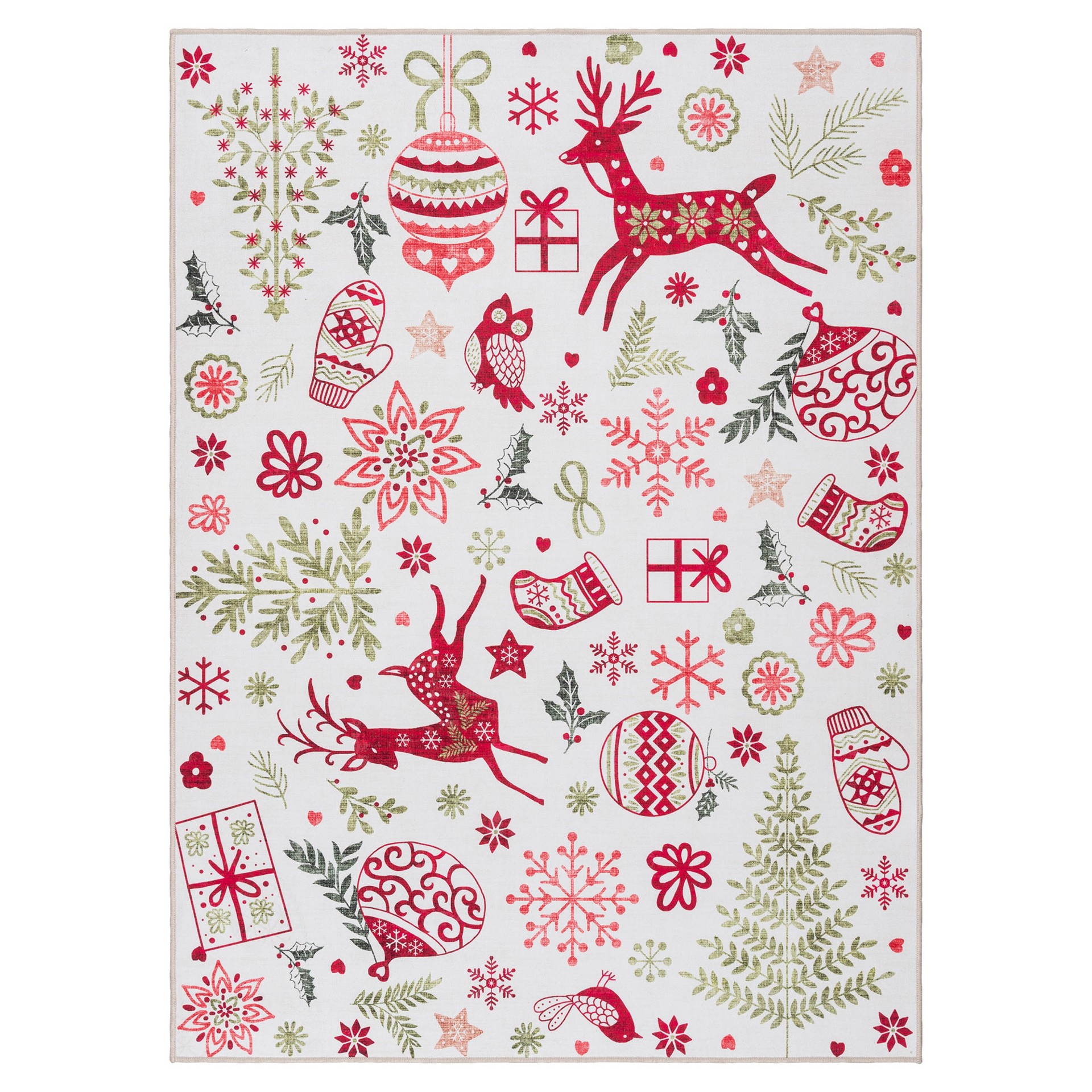 slide 2 of 6, Holiday Living Christmas 3 x 5 (ft) Loomed White Holiday Icons Rectangular Indoor Pet Friendly Area rug, 1 ct