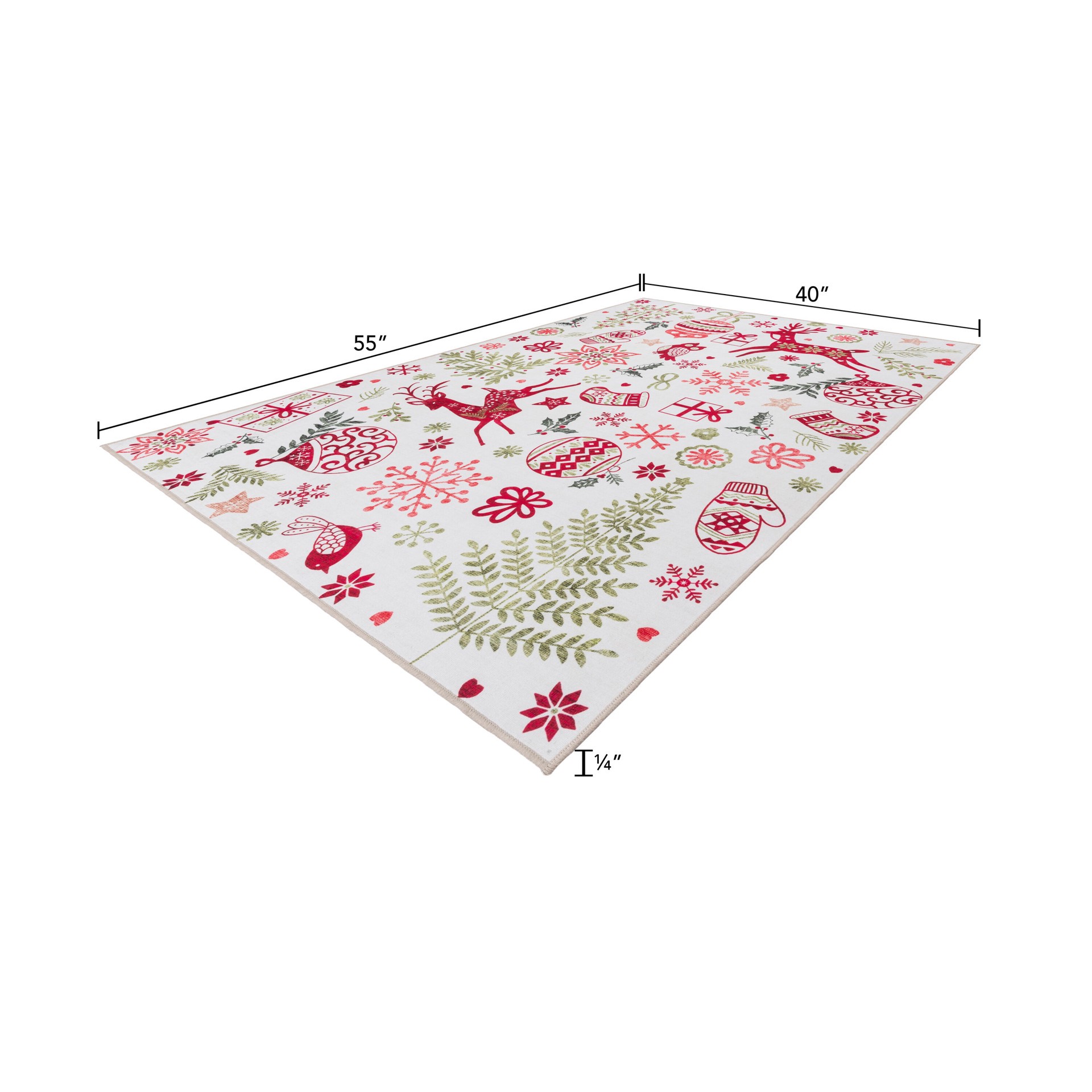 slide 3 of 6, Holiday Living Christmas 3 x 5 (ft) Loomed White Holiday Icons Rectangular Indoor Pet Friendly Area rug, 1 ct