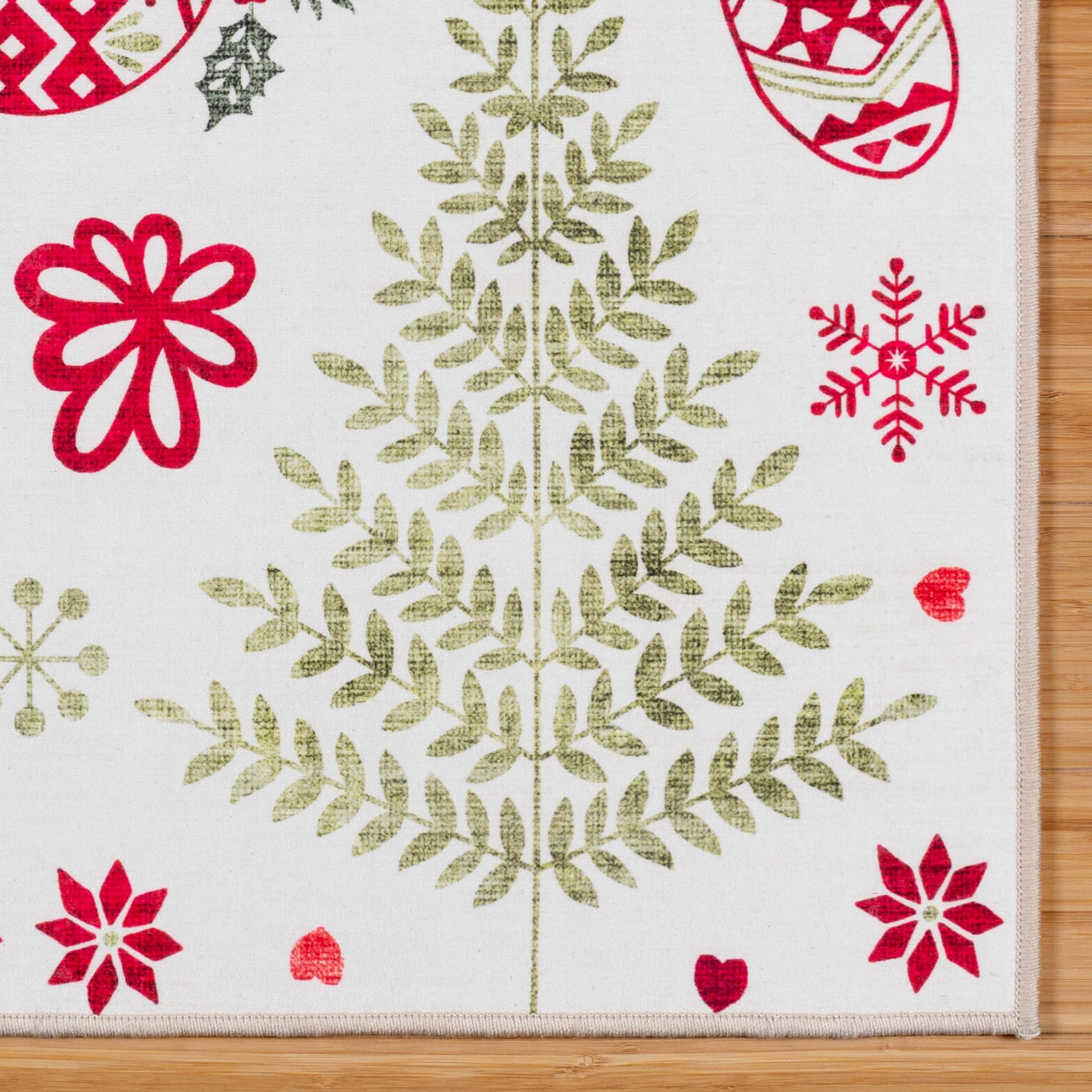 slide 4 of 6, Holiday Living Christmas 3 x 5 (ft) Loomed White Holiday Icons Rectangular Indoor Pet Friendly Area rug, 1 ct