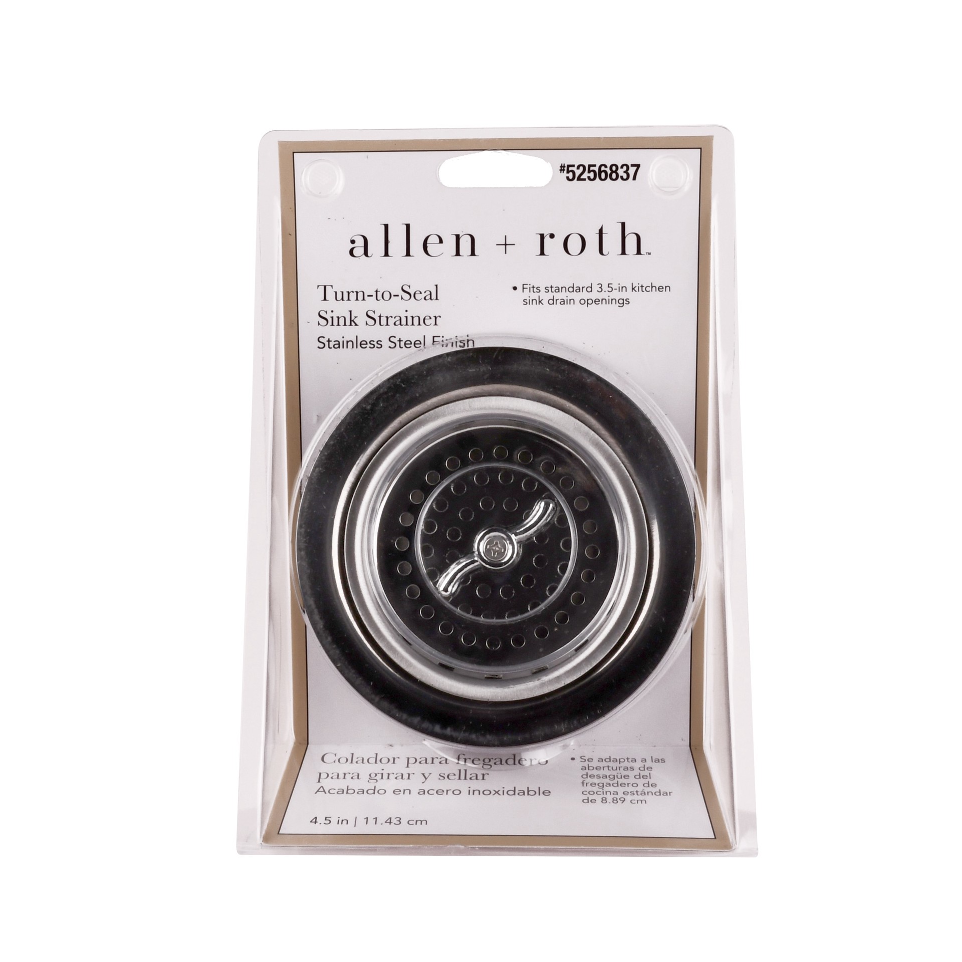 slide 2 of 2, allen + roth 4.5-in Stainless steel Rust Resistant Strainer with Lock Mount Included, 1 ct