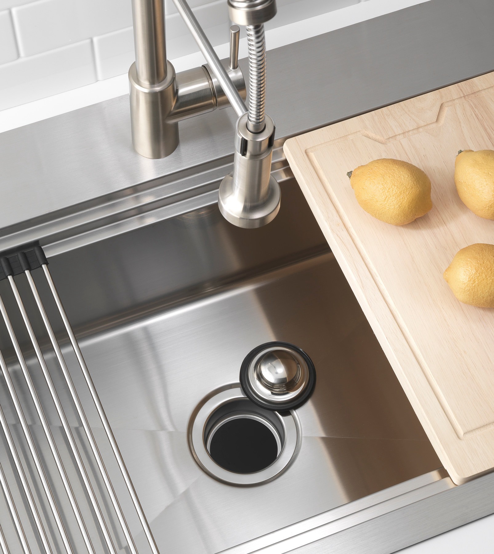 slide 4 of 6, allen + roth 4.5-in Stainless steel Rust Resistant Disposal drain guard, 1 ct