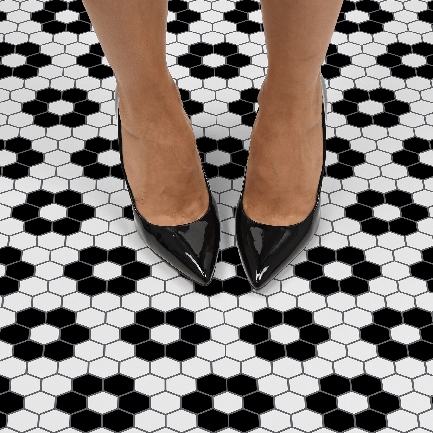 slide 2 of 6, FloorPops Black 2.76-mil x 12-in W x Peel and Stick Patterned look Luxury Vinyl Tile Flooring ( 10-sq ft Carton ), 1 ct