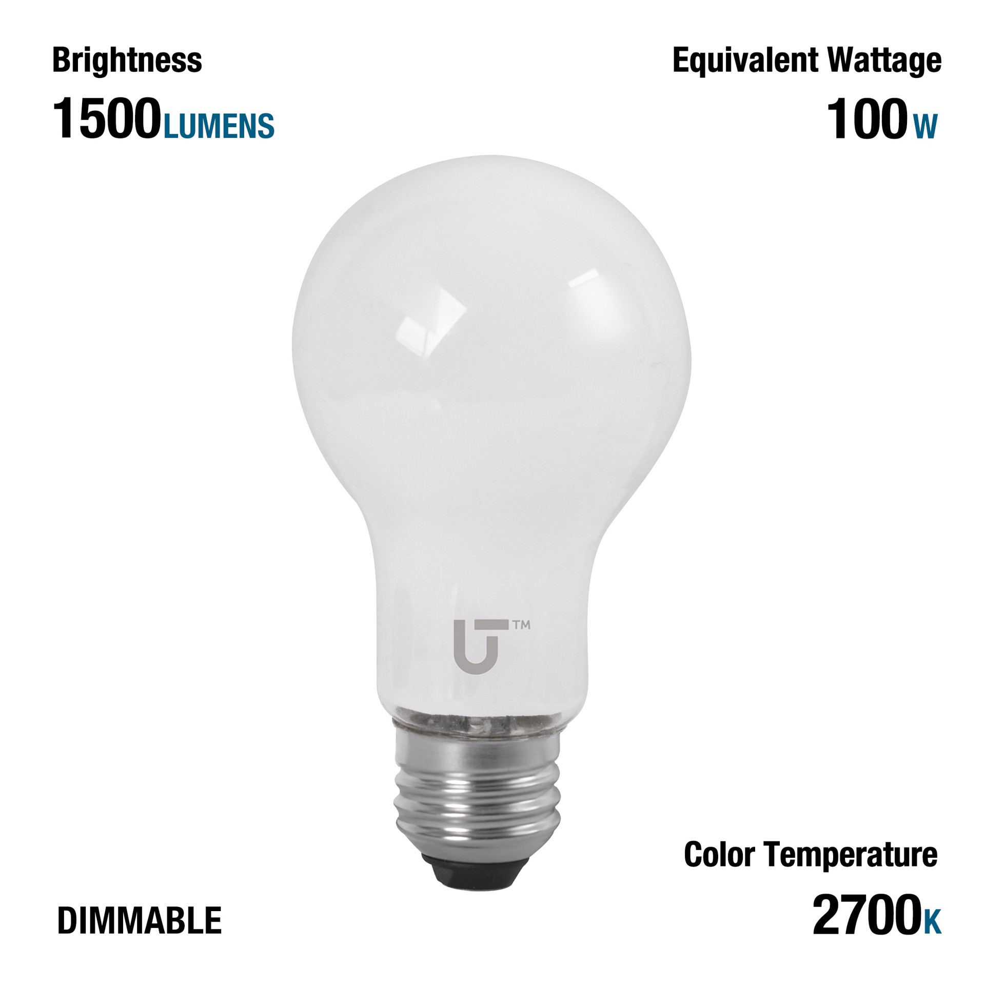 slide 6 of 6, Utilitech 100 -Watt EQ A19 Soft white Screw bases Dimmable LED General purpose Light Bulb 2 -Pack, 1 ct