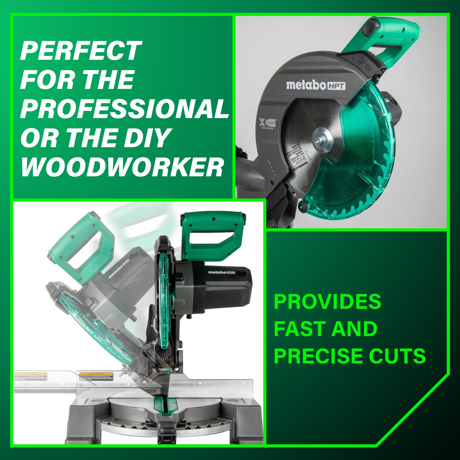 slide 3 of 6, Metabo HPT 10-in 15-Amp Single Bevel Compound Corded Miter Saw, 1 ct