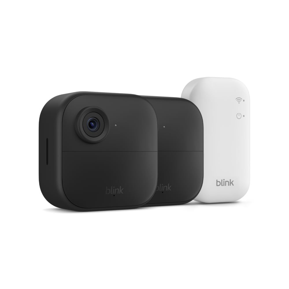slide 1 of 6, Blink Outdoor 4 - Wireless smart security camera, two-year battery life, 1080p HD day and infrared night live view, two-way talk, Sync Module Core included - 2 camera system, 1 ct