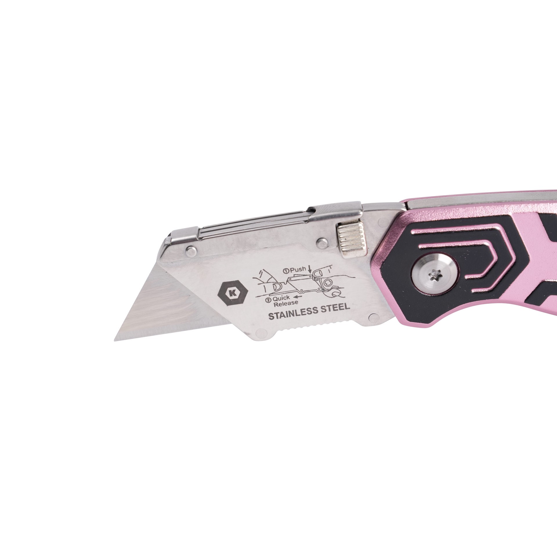 slide 3 of 4, Kobalt Pink 3pk lockback 3/4-in 3 -Blade Folding Utility Knife, 1 ct
