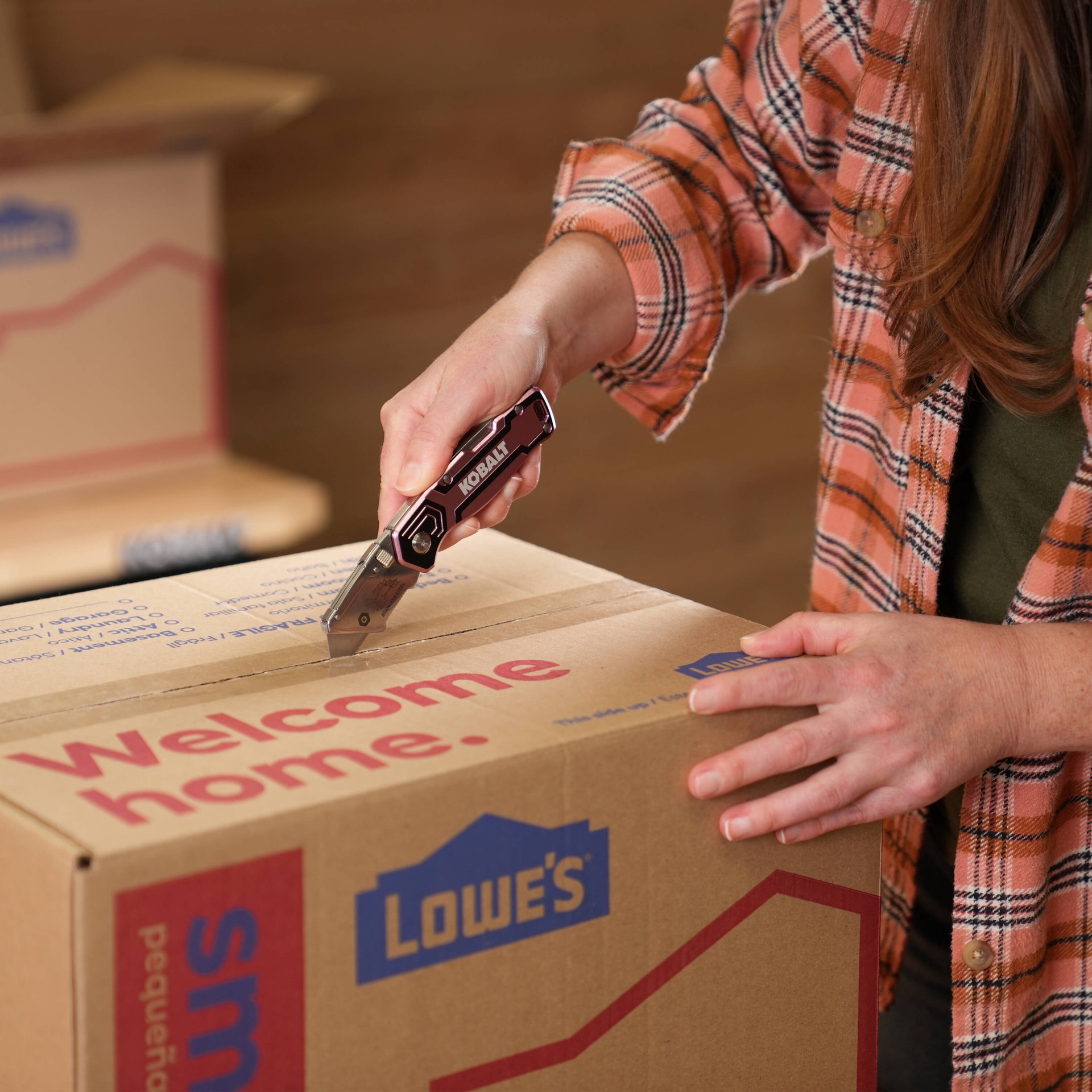 slide 4 of 4, Kobalt Pink 3pk lockback 3/4-in 3 -Blade Folding Utility Knife, 1 ct