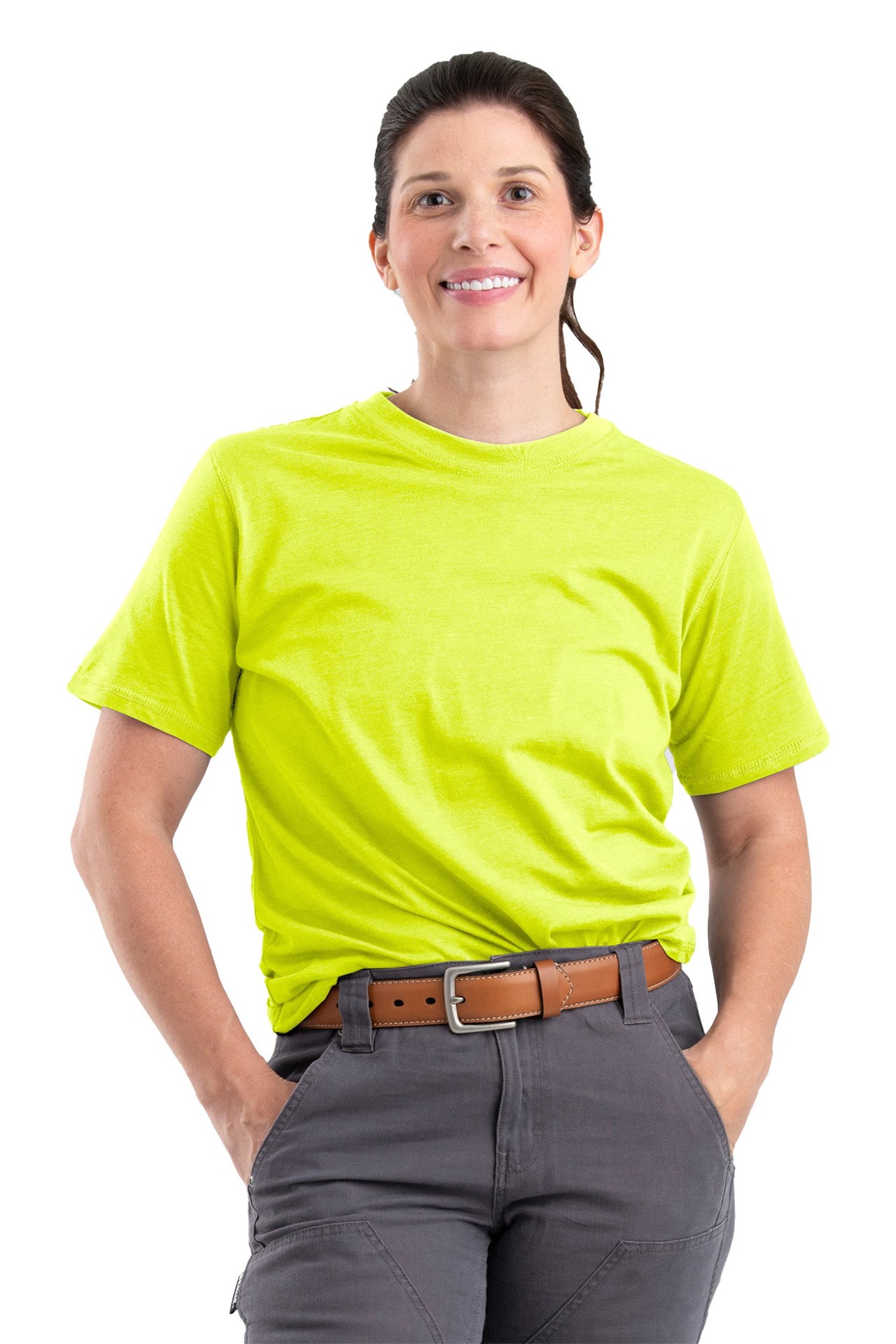 slide 1 of 4, BERNE APPAREL Women's Yellow Jersey Short sleeve Solid T-shirt ( XL ), 1 ct